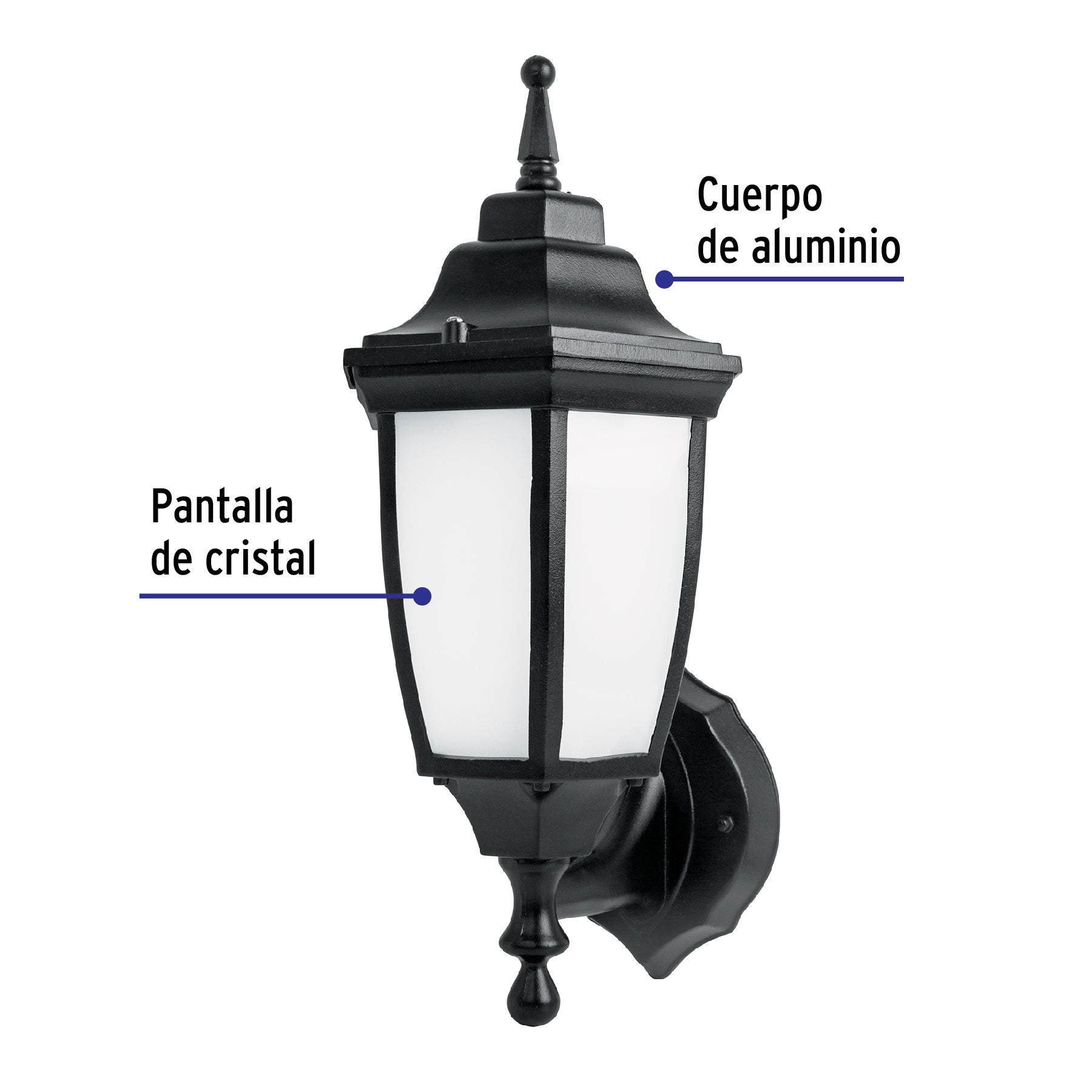 Arbotante de LED 8 W tipo farol soportado negro, VOLTECK