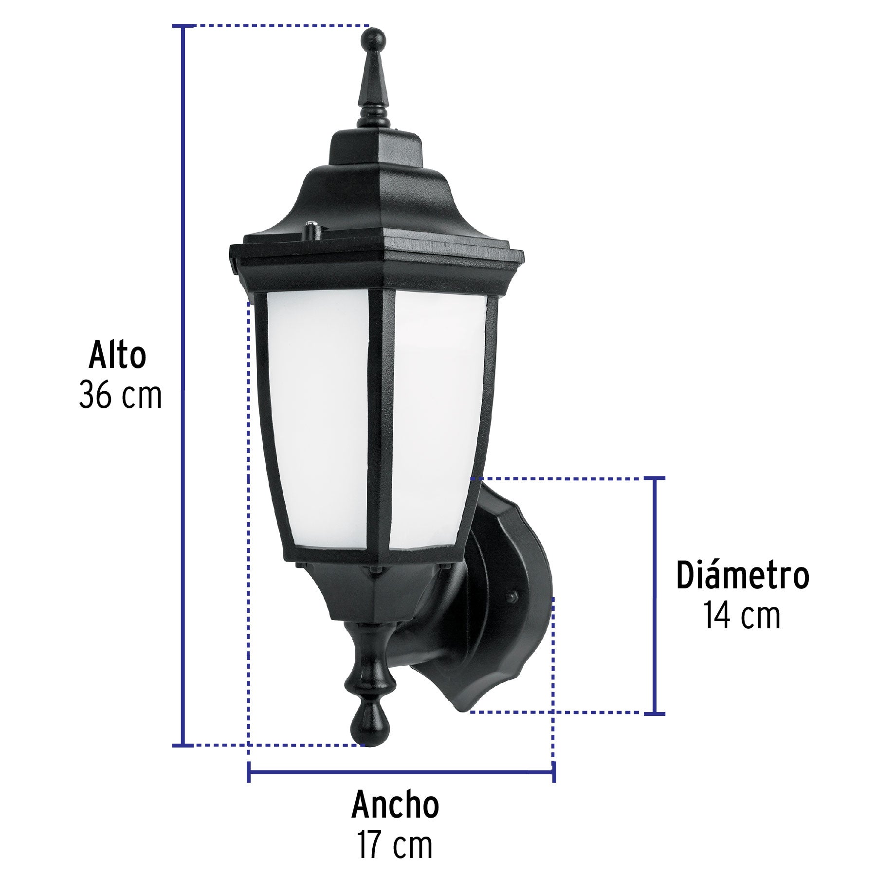 Arbotante de LED 8 W tipo farol soportado negro, VOLTECK