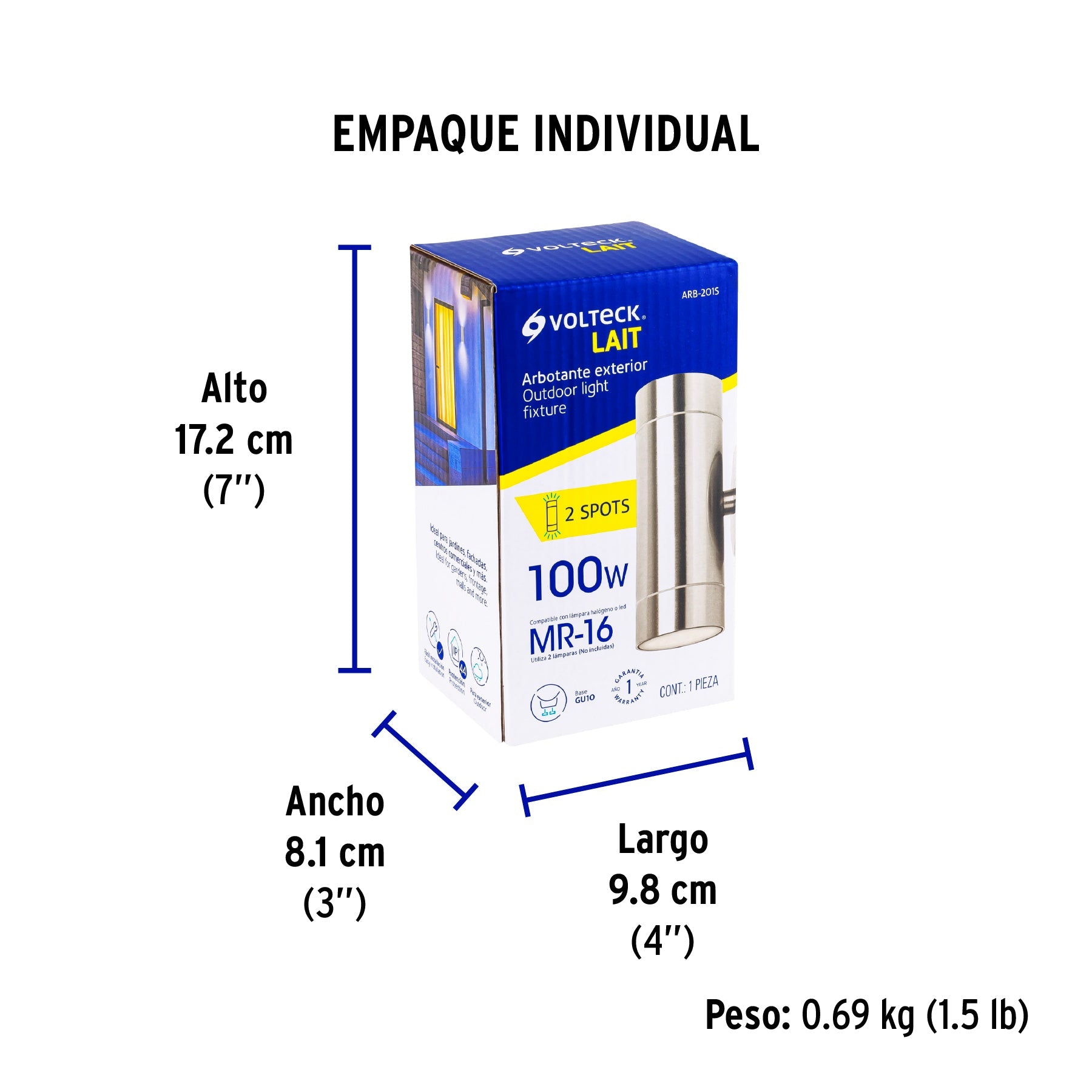 Arbotante de acento 2 spots satín, lámparas no incluidas - Empaque