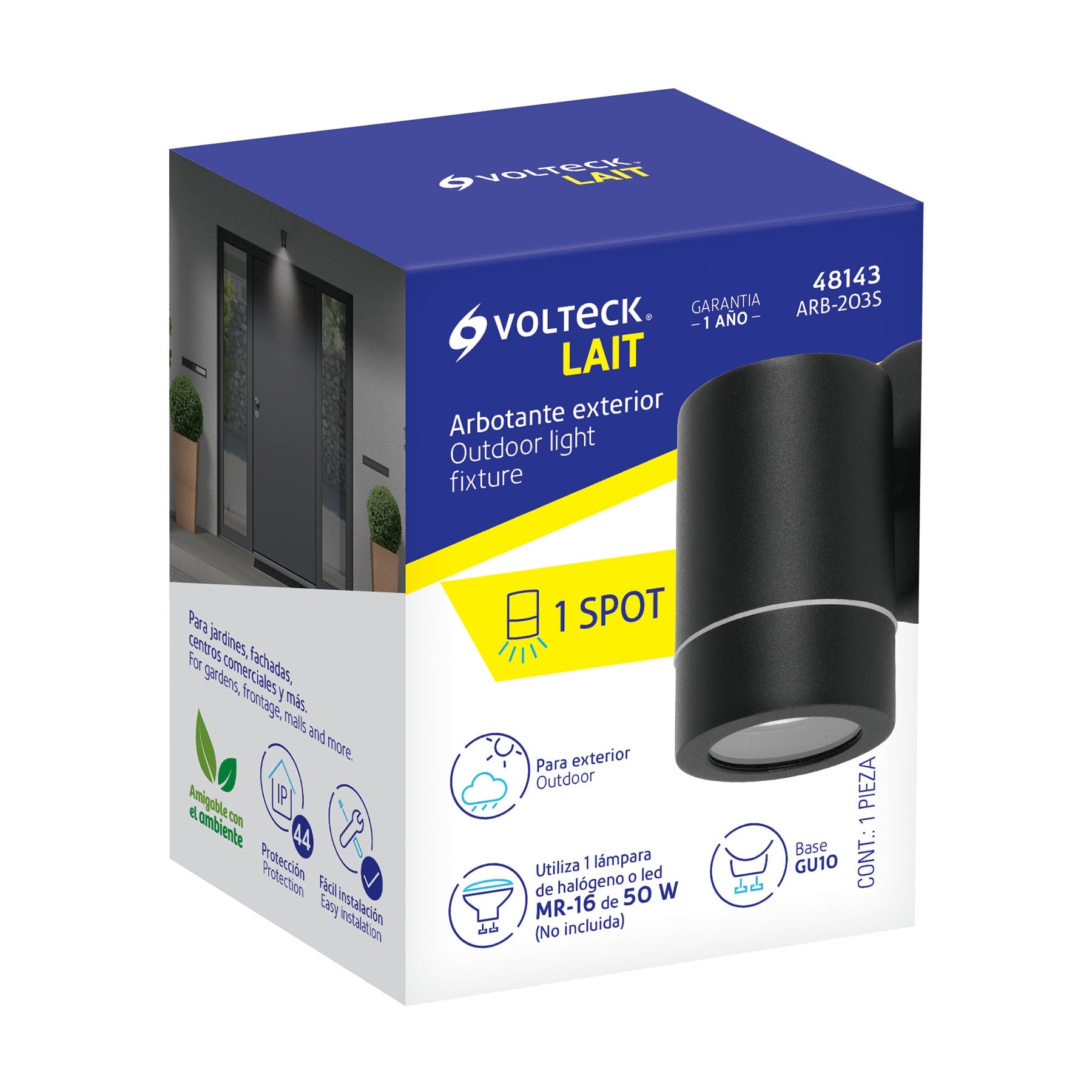 Arbotante de acento 1 spot negro, lámpara no incluida