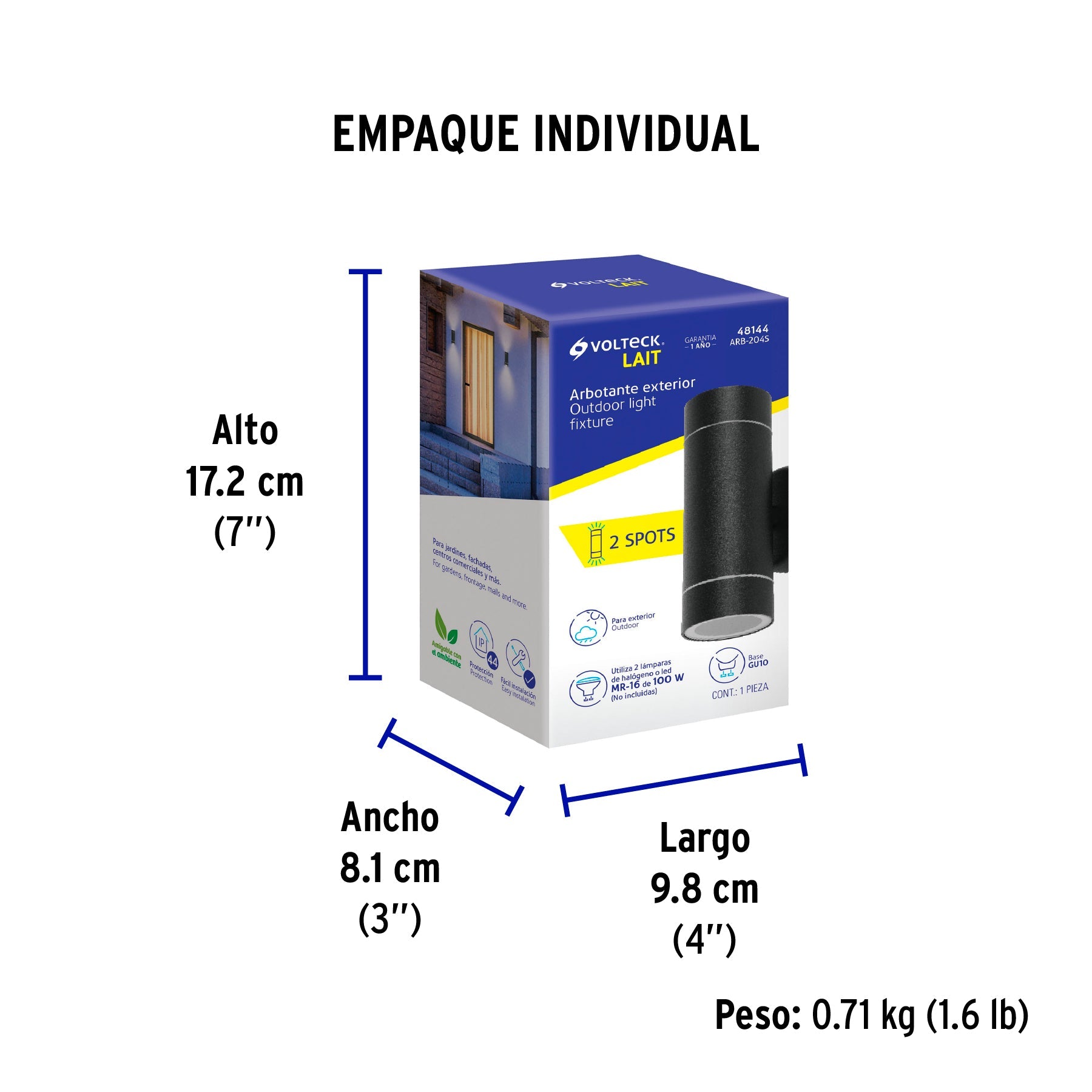 Arbotante de acento 2 spots negro, lámparas no incluidas - Empaque