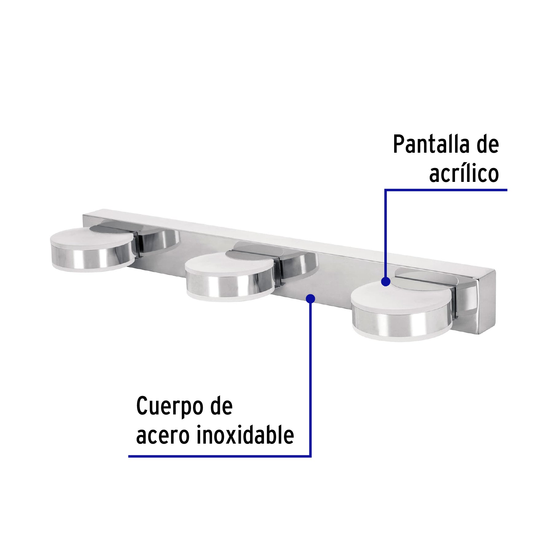 Luminario LED de pared para baño 10W 4000K, 3 spots, VOLTECK