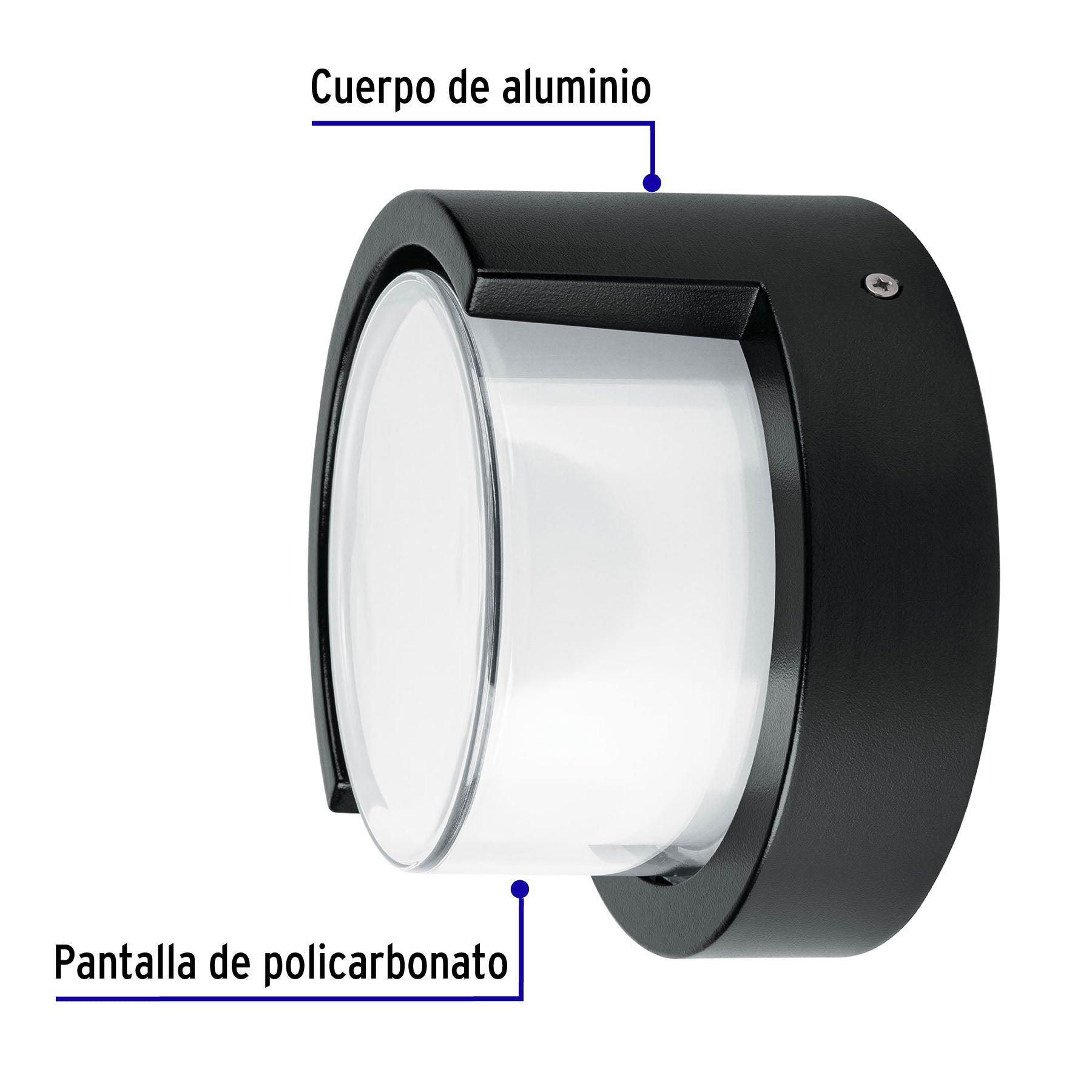 Arbotante LED exterior 10 W 3000K, 17 cm, redondo, VOLTECK