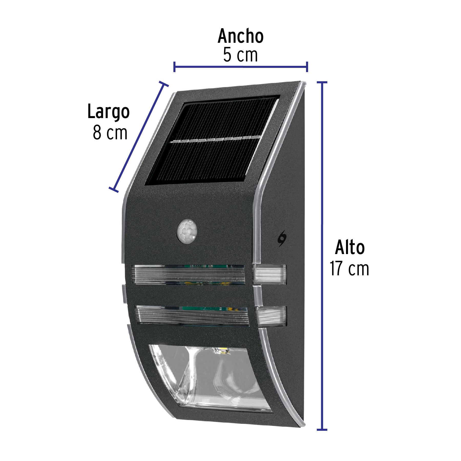 Arbotante solar LED 0.3W 6500K con sensor de movimiento
