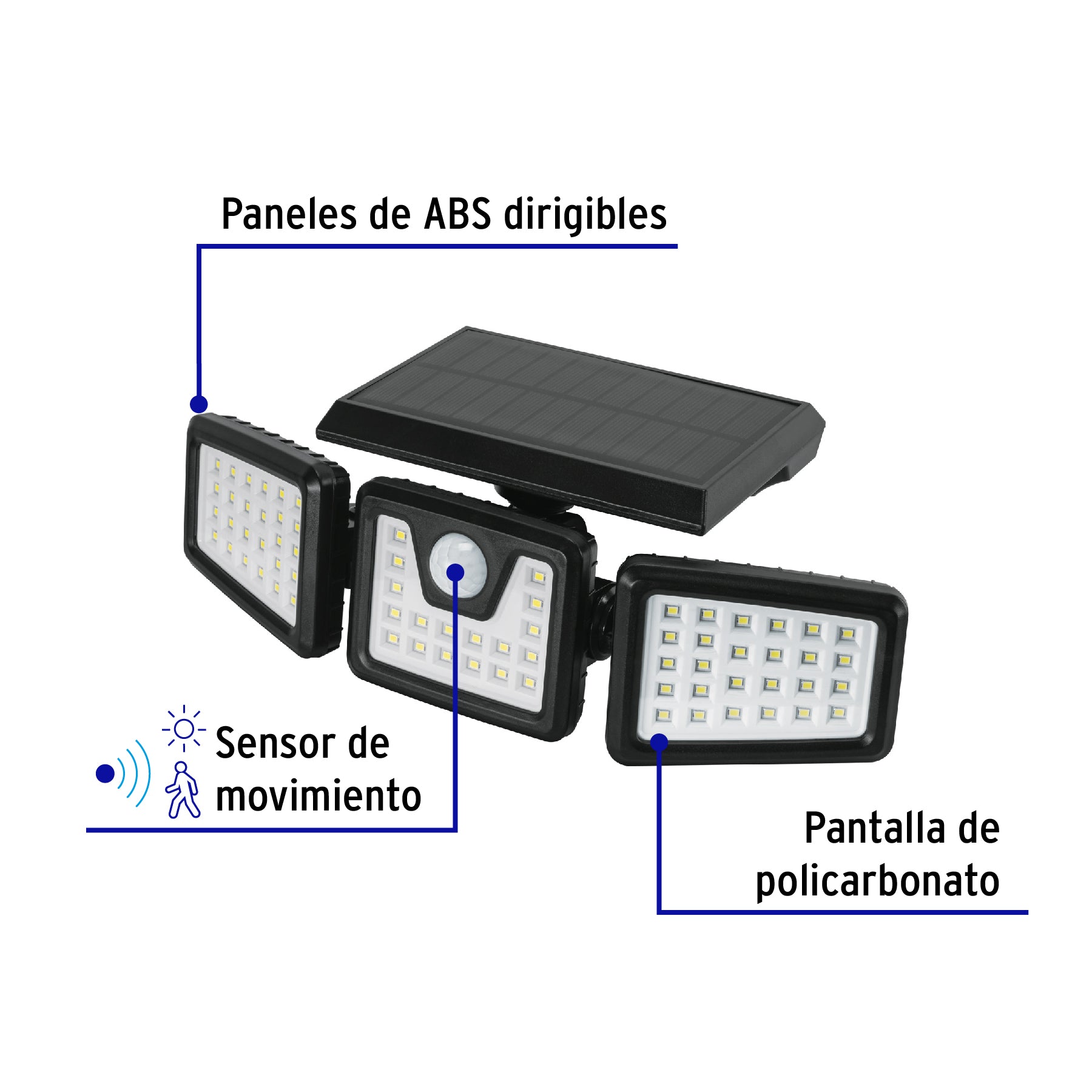 Luminario Solar LED 7W 65000K, sensor de movimiento, VOLTECK