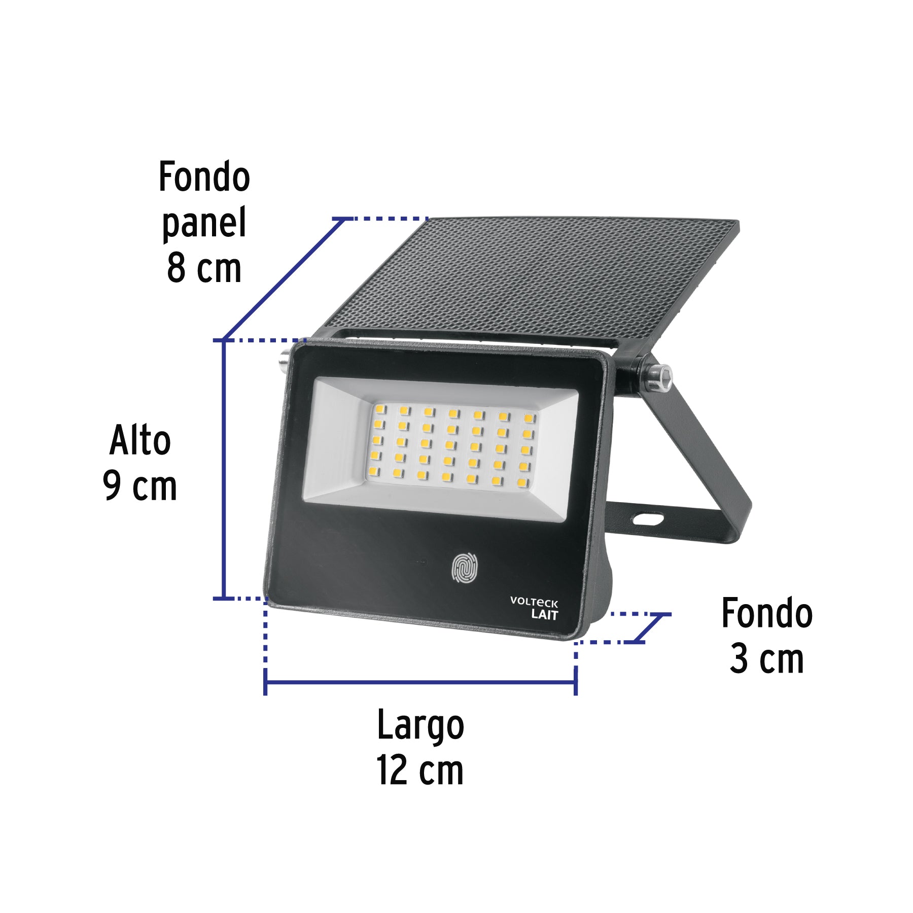 Luminario Solar LED 10W 6500K, sensor de movimiento, VOLTECK