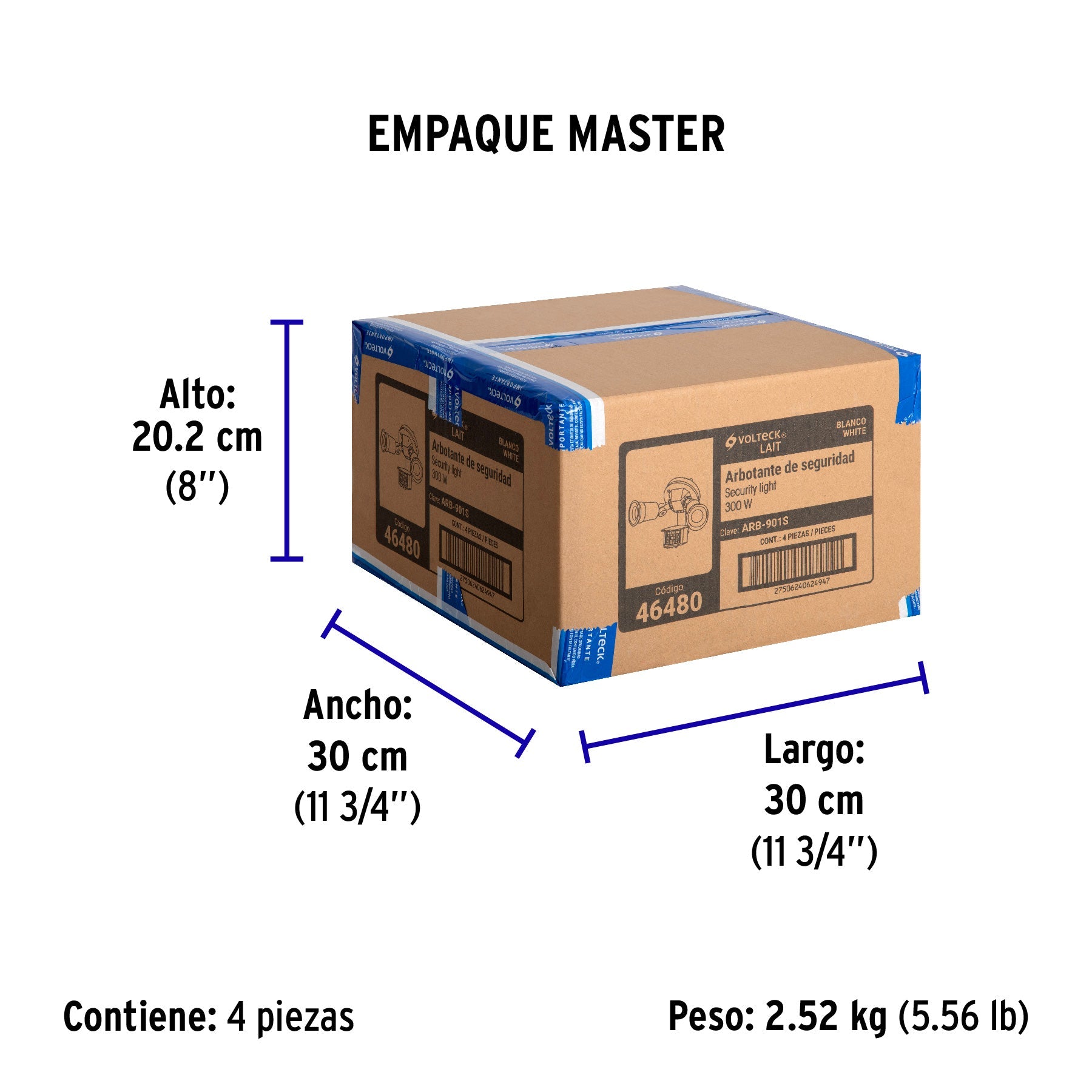 Arbotante blanco c/sensor movimiento, lámparas no incluidas - Empaque