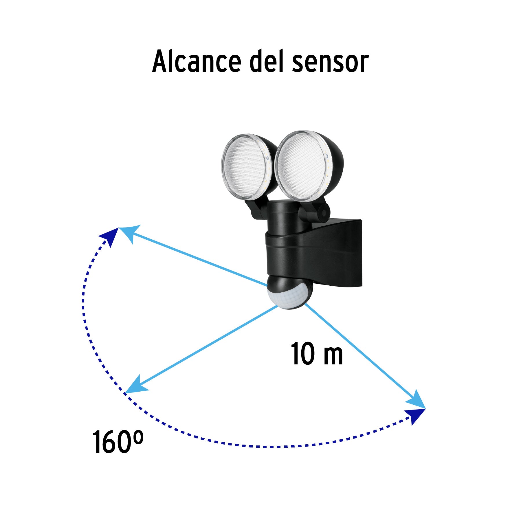 Arbotante LED 12W 4000K con sensor de movimiento, negro