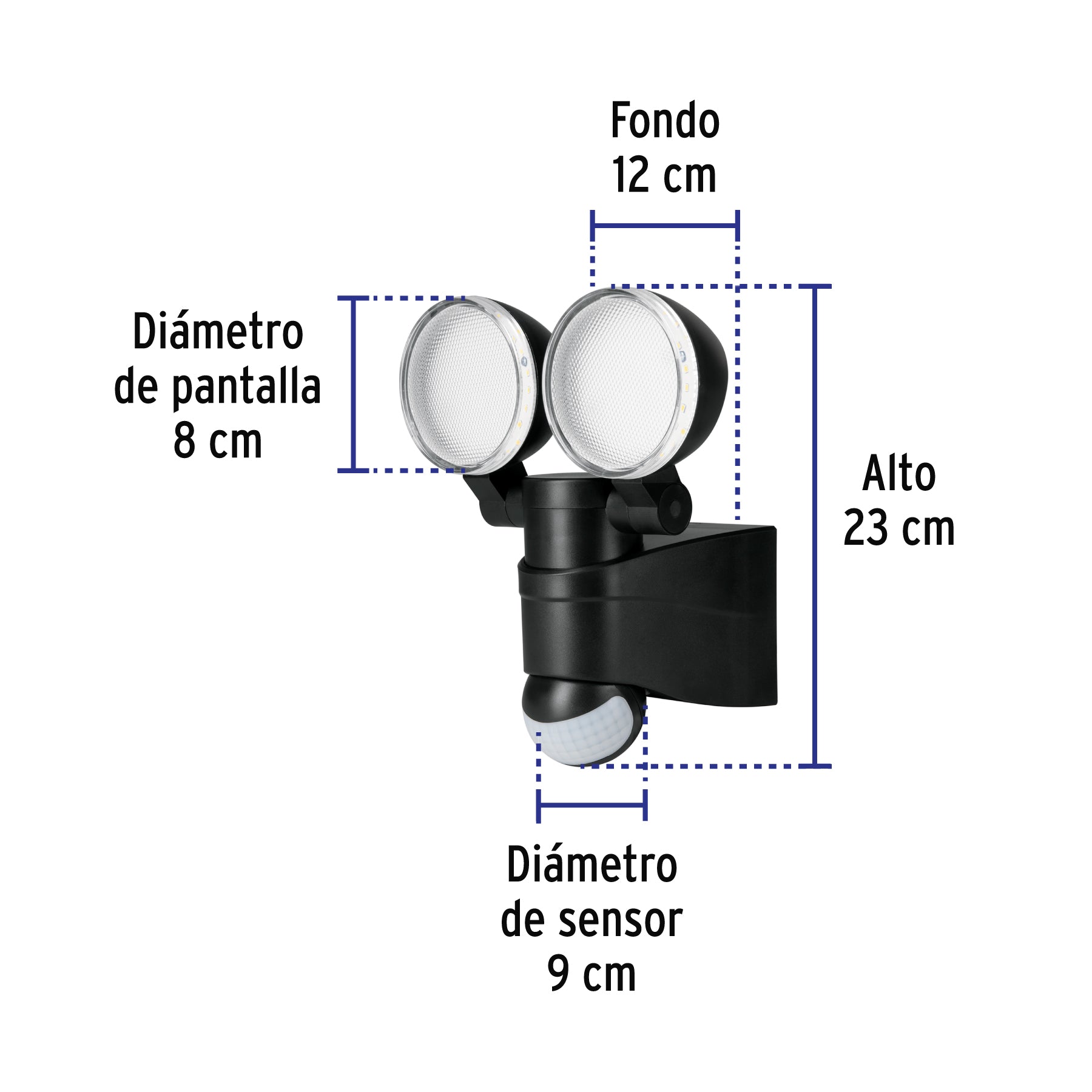 Arbotante LED 12W 4000K con sensor de movimiento, negro