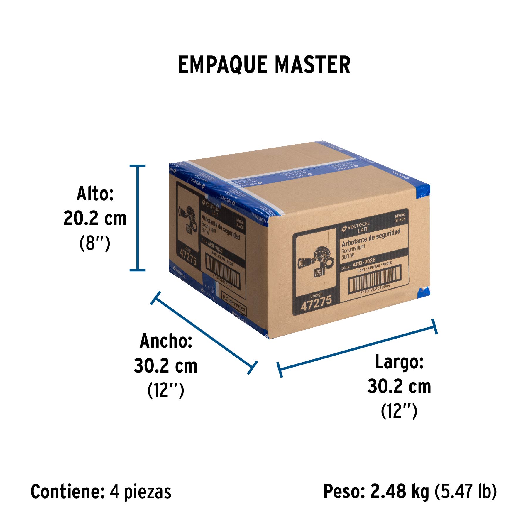 Arbotante negro c/sensor movimiento, lámparas no incluidas - Empaque
