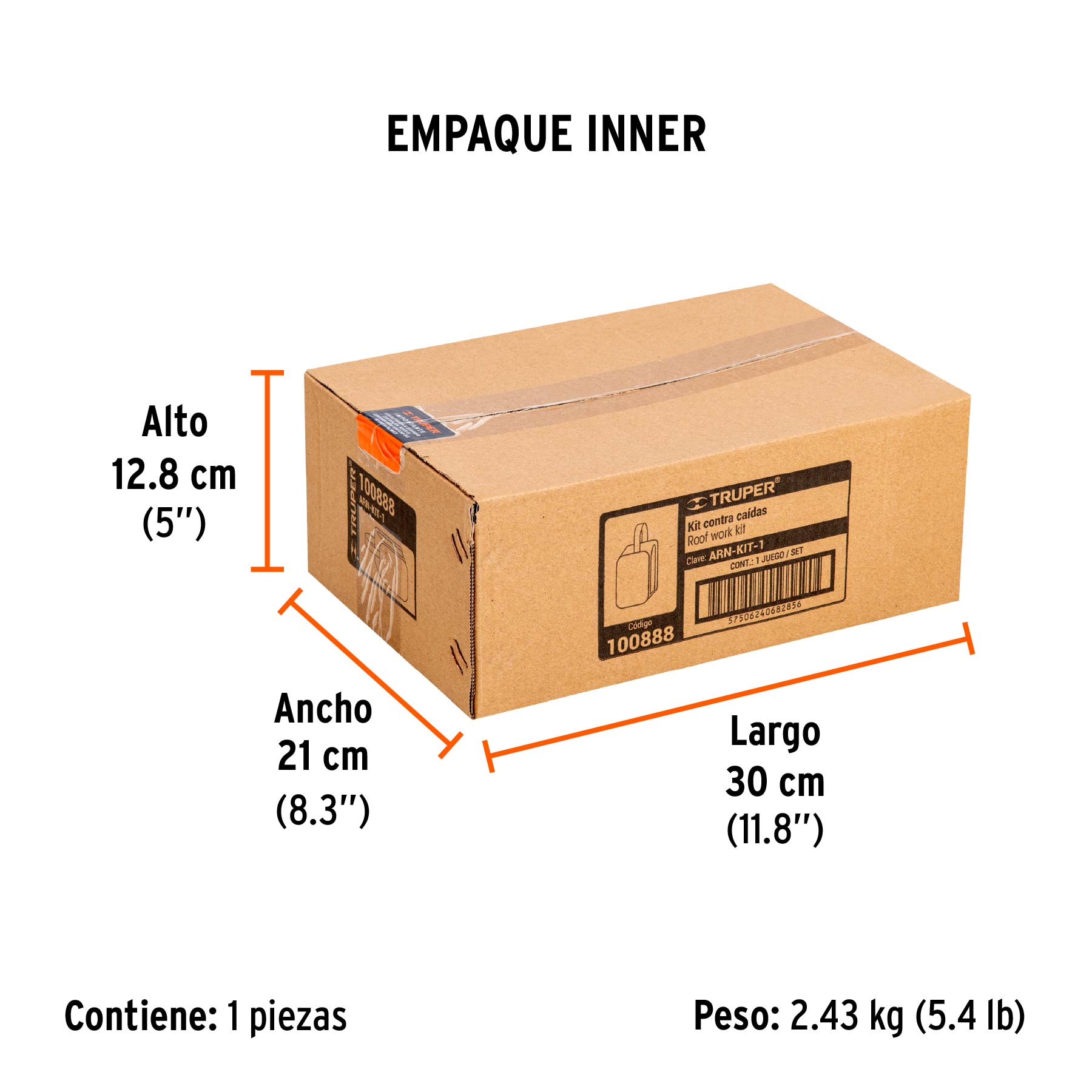Kit contra caídas con arnés de un anillo, TRUPER - Empaque