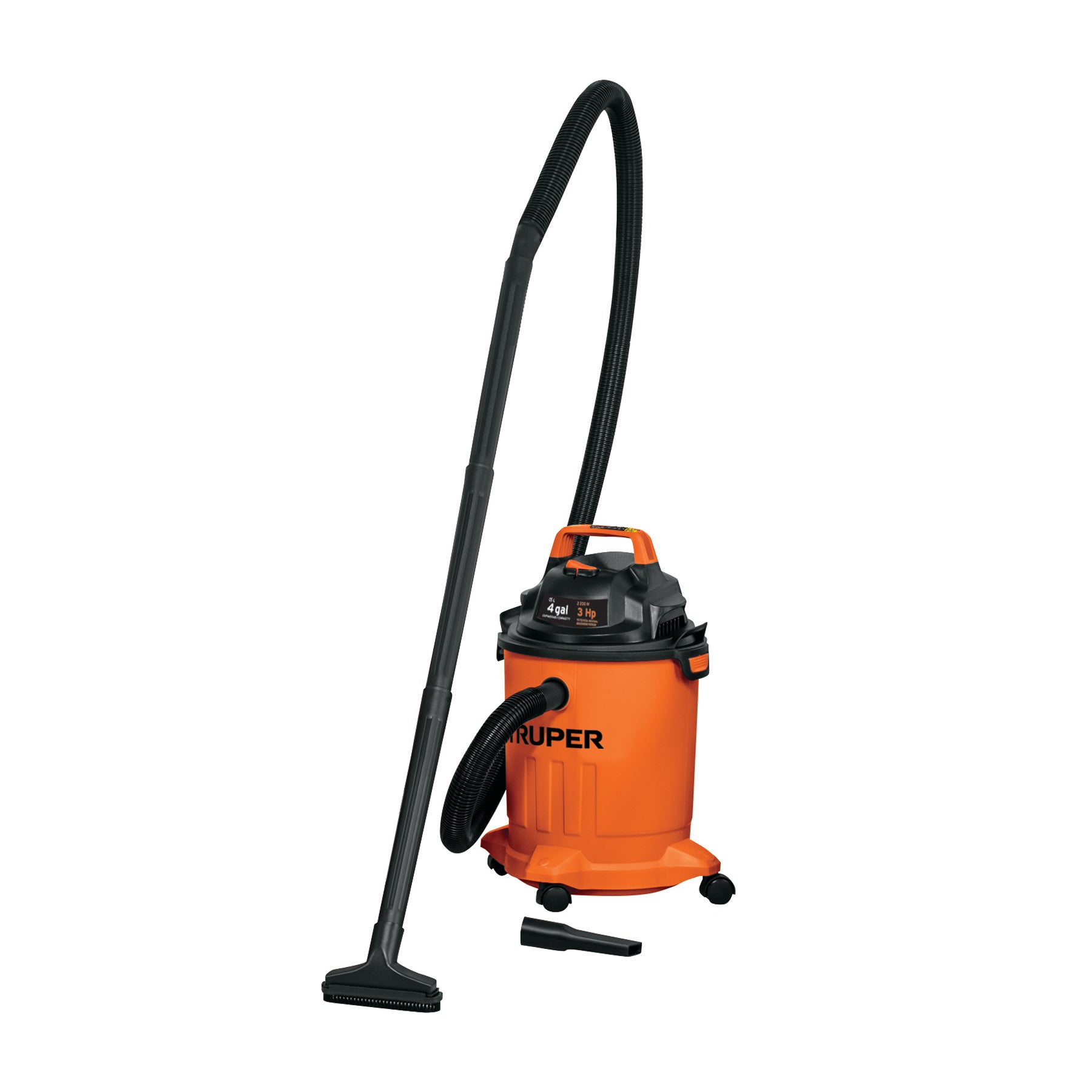 Aspiradora de sólidos y líquidos, 4 gal, plástica, TRUPER
