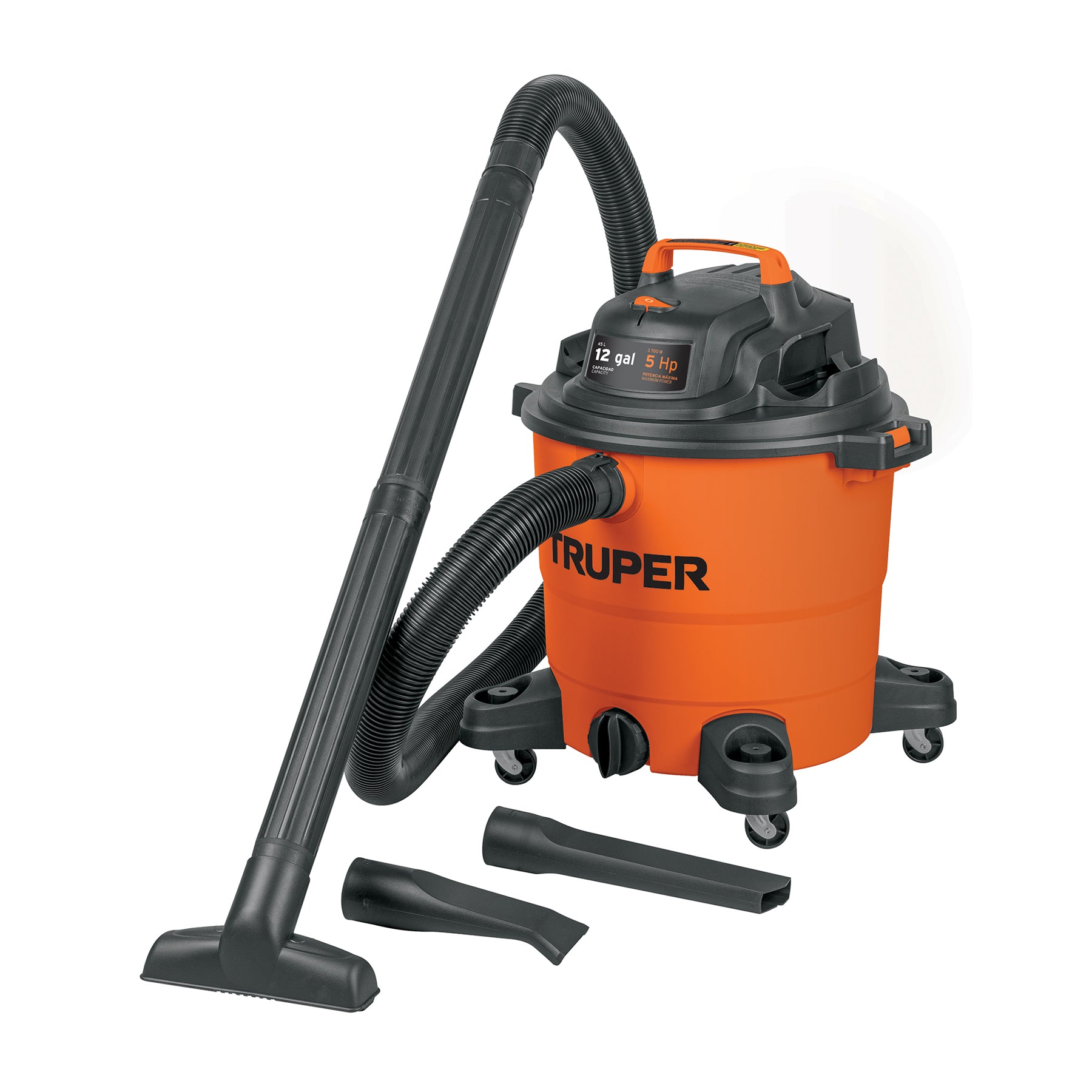Aspiradora de sólidos y líquidos, 12 gal, plástica, TRUPER