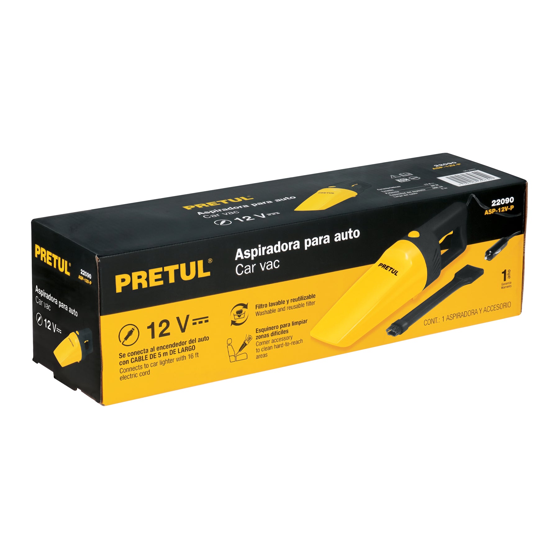 Aspiradora para auto, de 12 volts, PRETUL