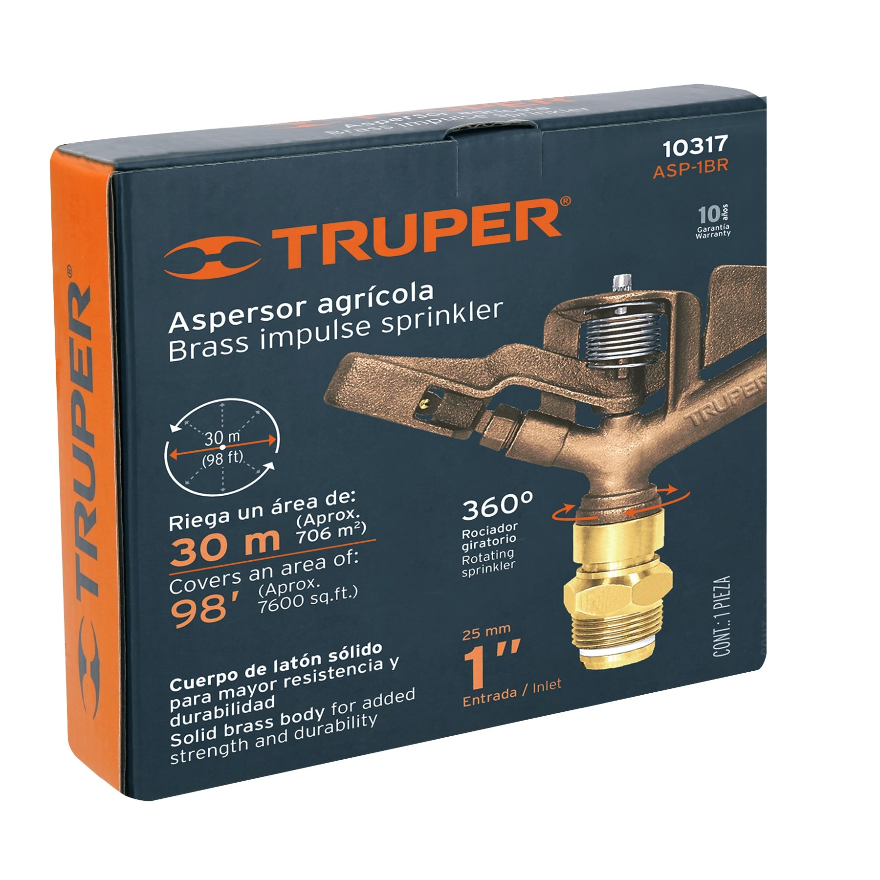 Aspersor agrícola de 1" fundido en latón, TRUPER