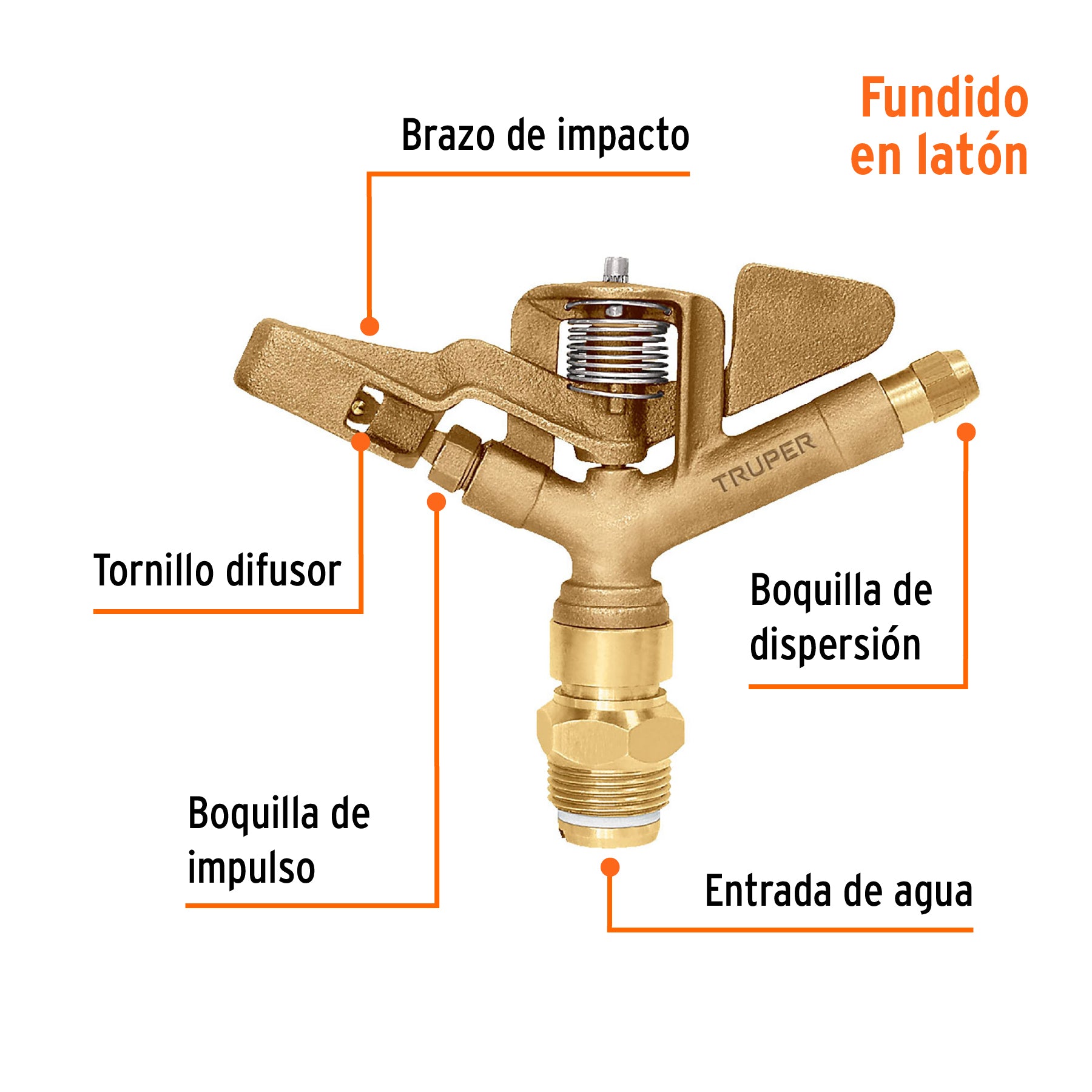 Aspersor agrícola de 1" fundido en latón, TRUPER
