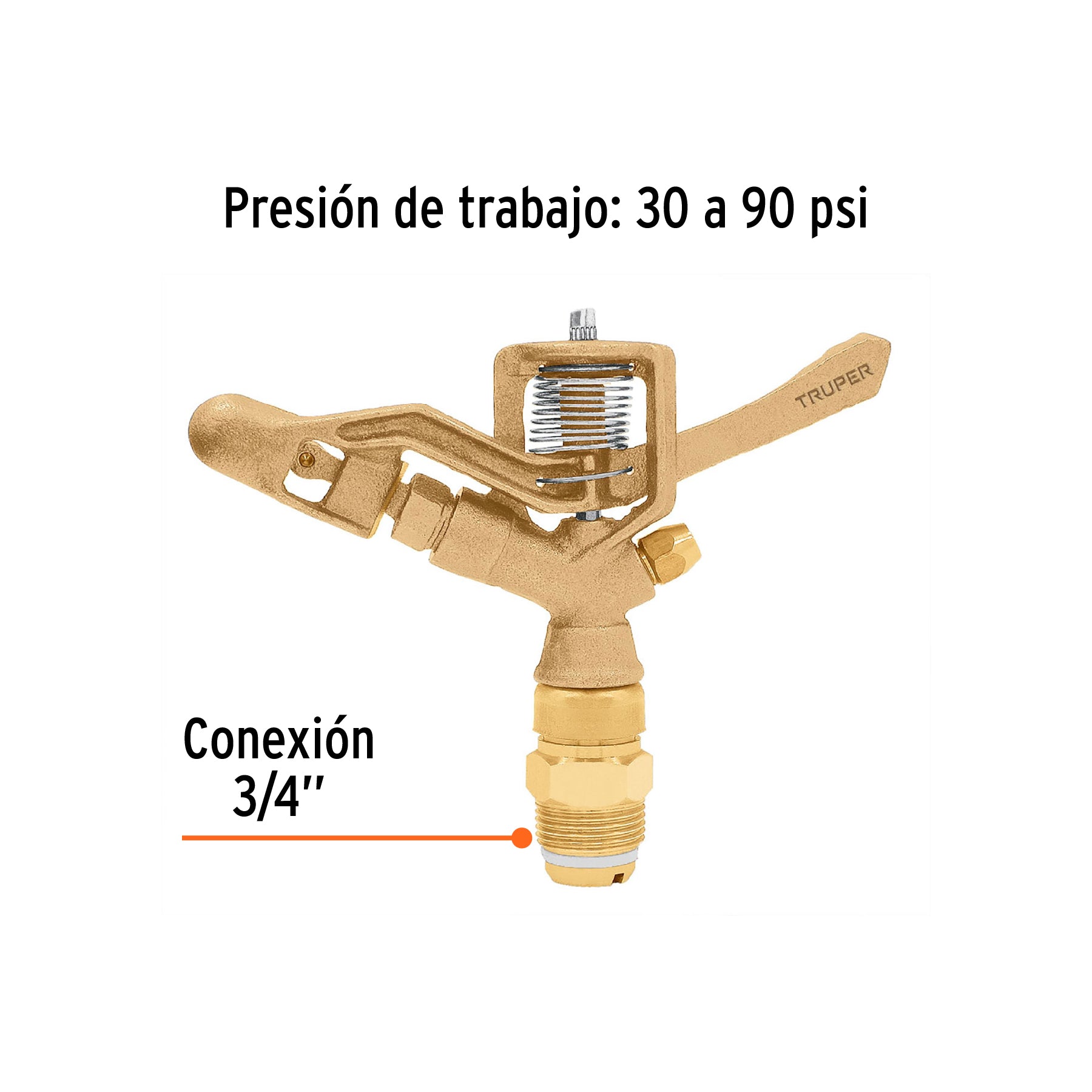Aspersor agrícola de 3/4" fundido en latón, TRUPER