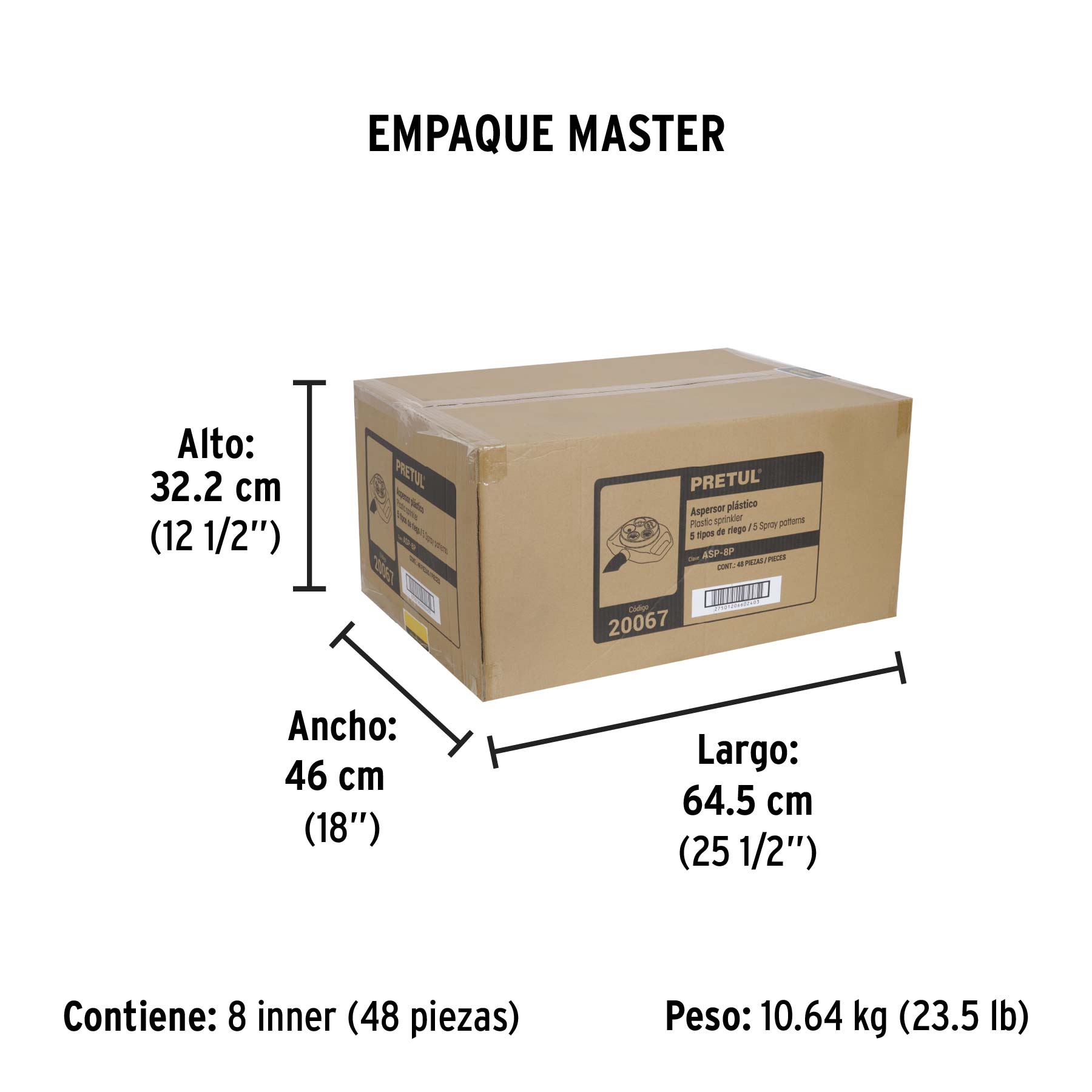 Aspersor plástico 5 funciones, PRETUL - Empaque