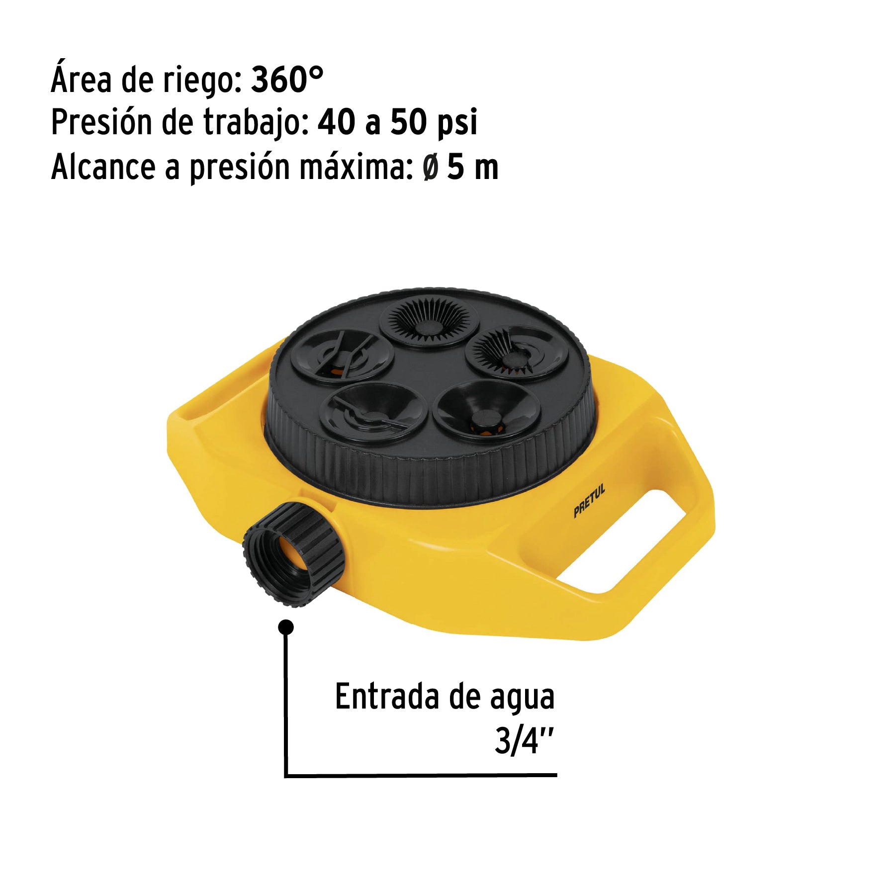 Aspersor plástico 5 funciones, PRETUL