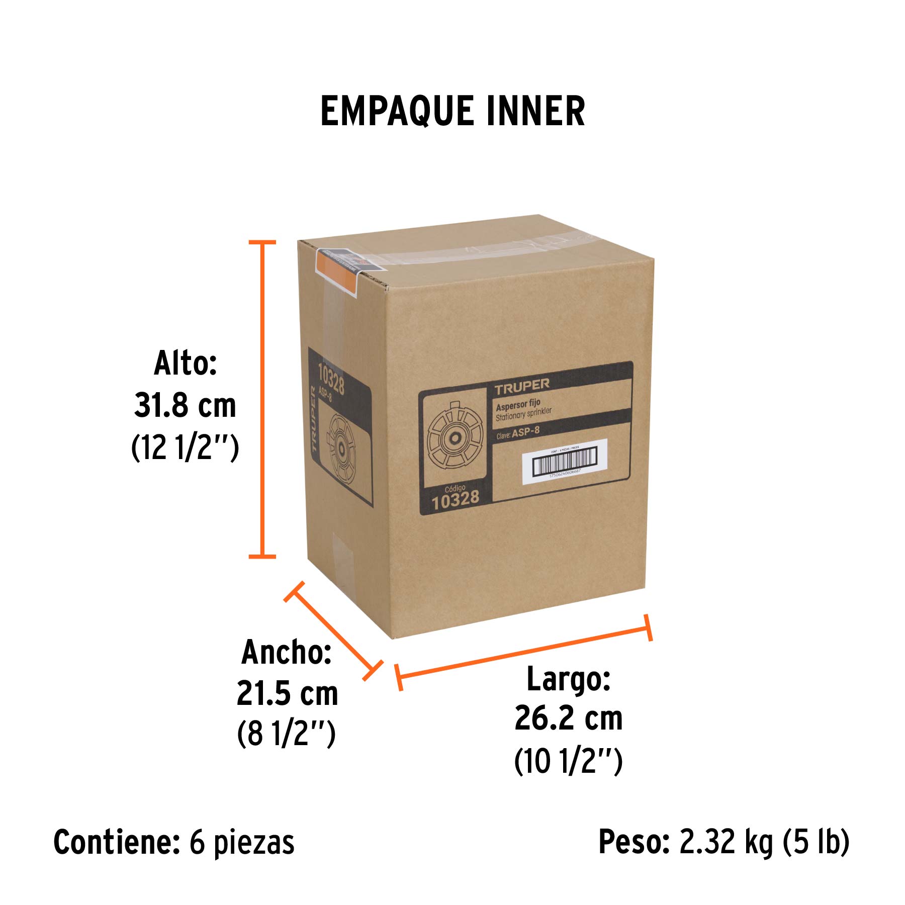 Aspersor base metálica, con 8 funciones, TRUPER - Empaque