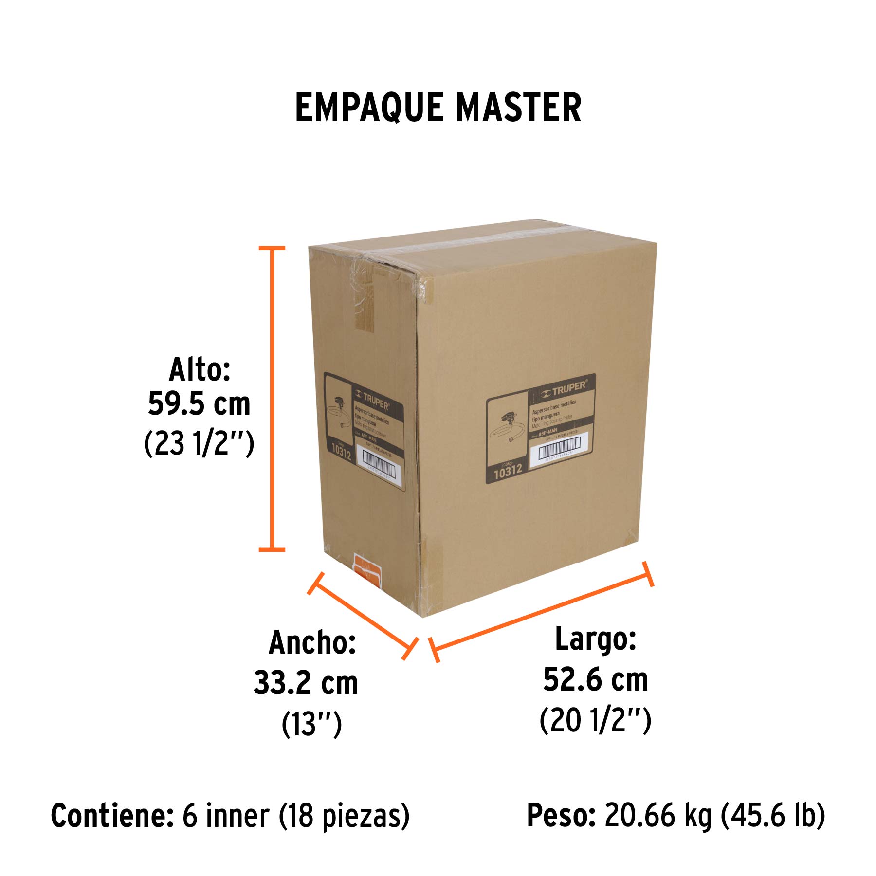 Aspersor base metálica, tipo manguera, TRUPER - Empaque