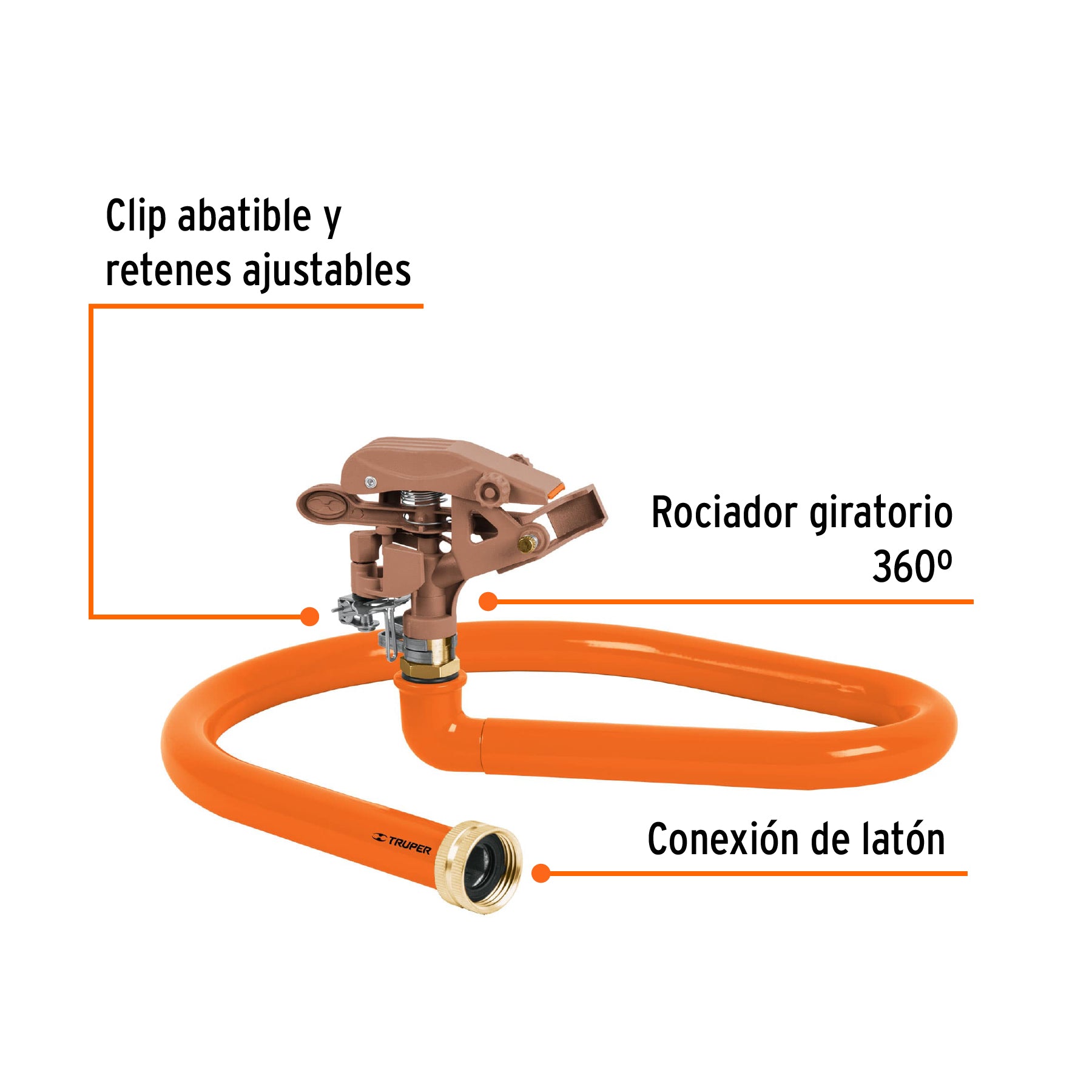 Aspersor base metálica, tipo manguera, TRUPER