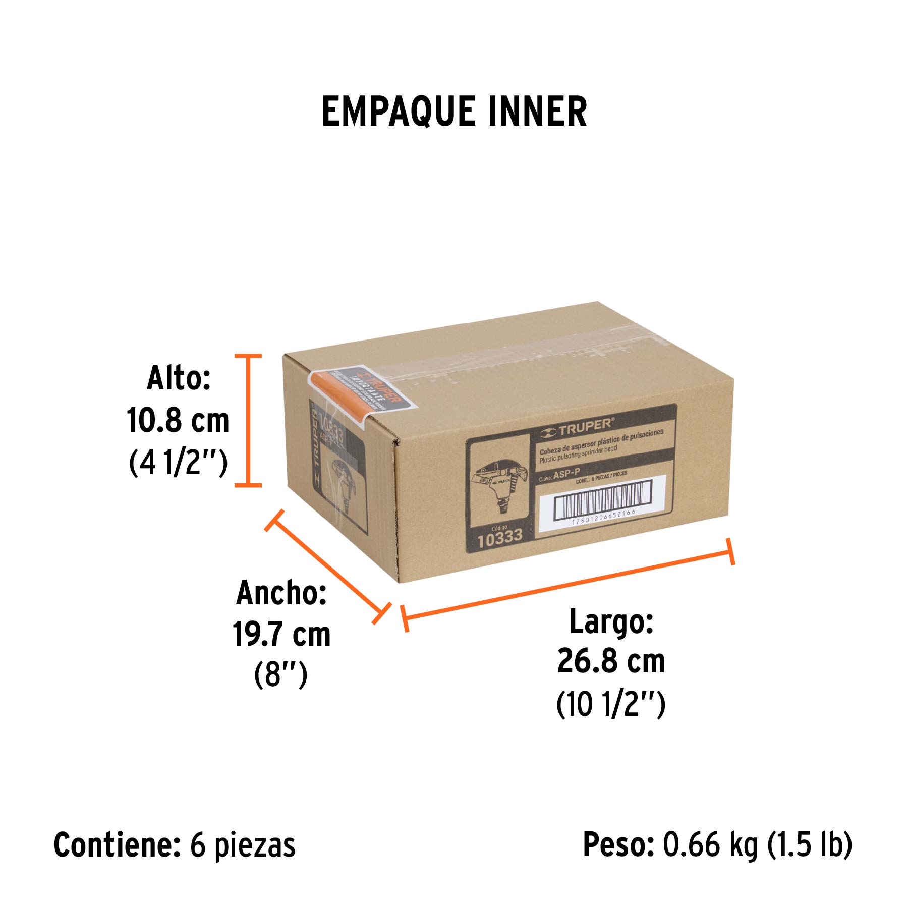 Aspersor plástico cabeza sola, TRUPER - Empaque