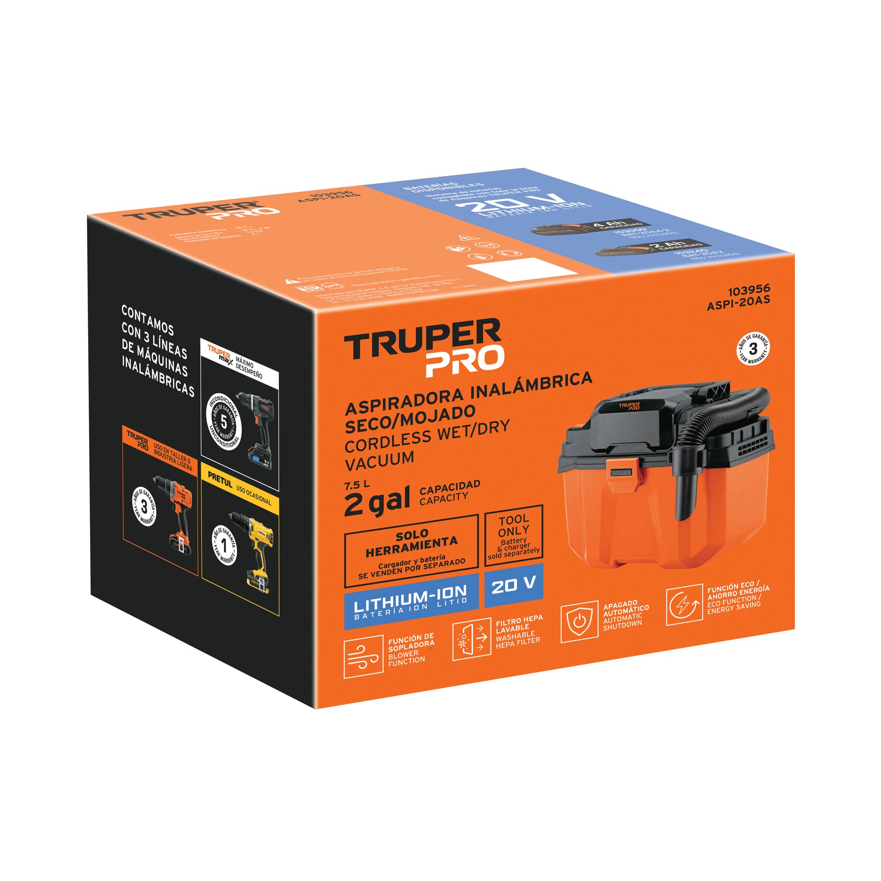 Aspiradora 20V, sin accesorios, TRUPER PRO