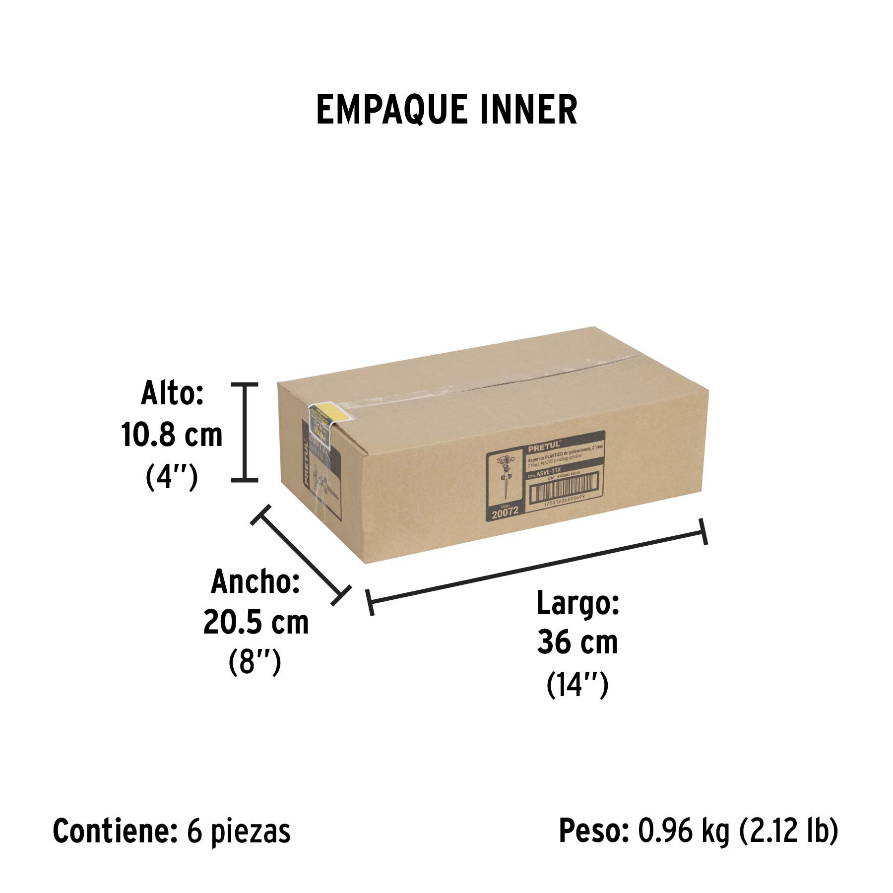 Aspersor plástico 11" dos vías estaca metálica verde, PRETUL - Empaque