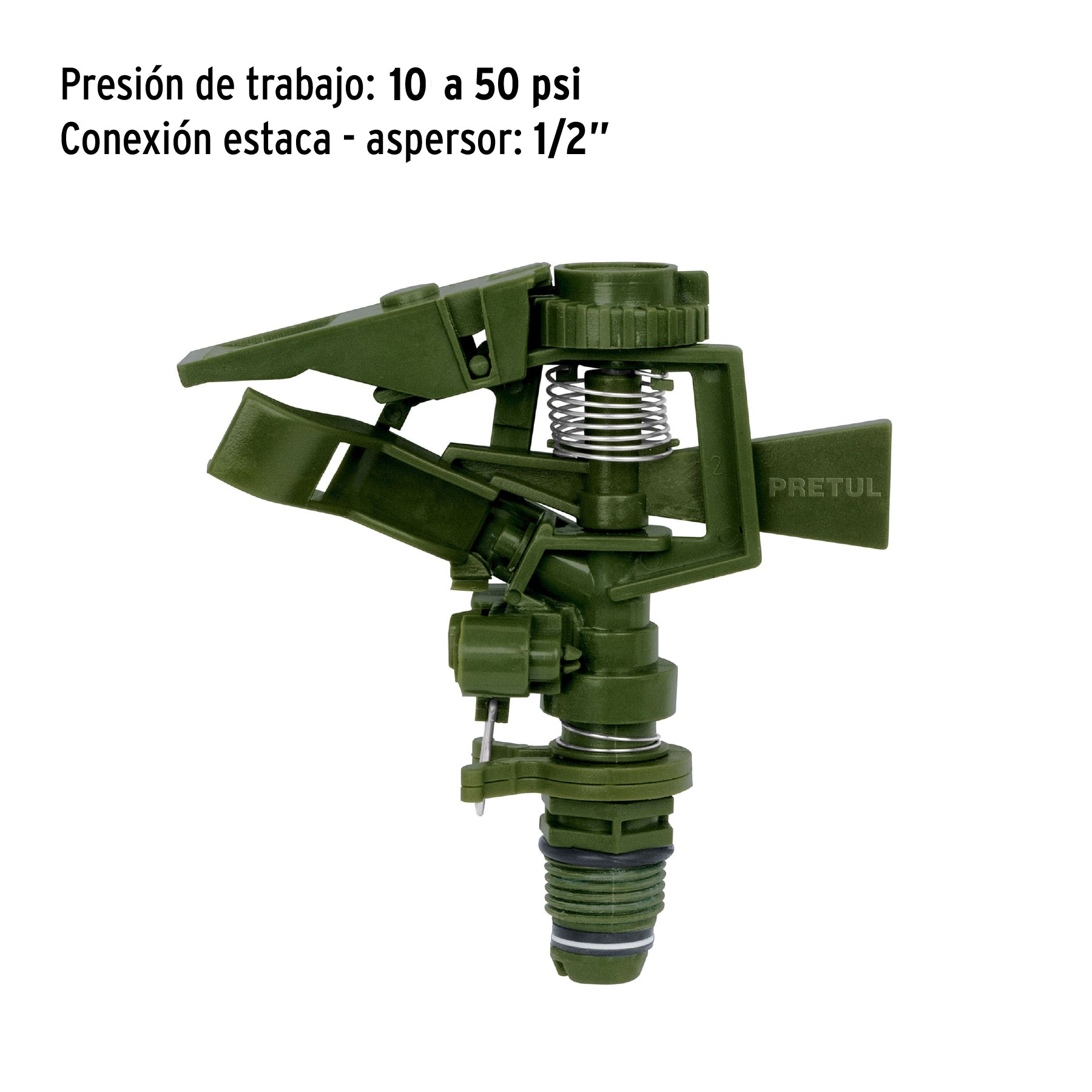 Aspersor plástico, cabeza sola, verde, PRETUL