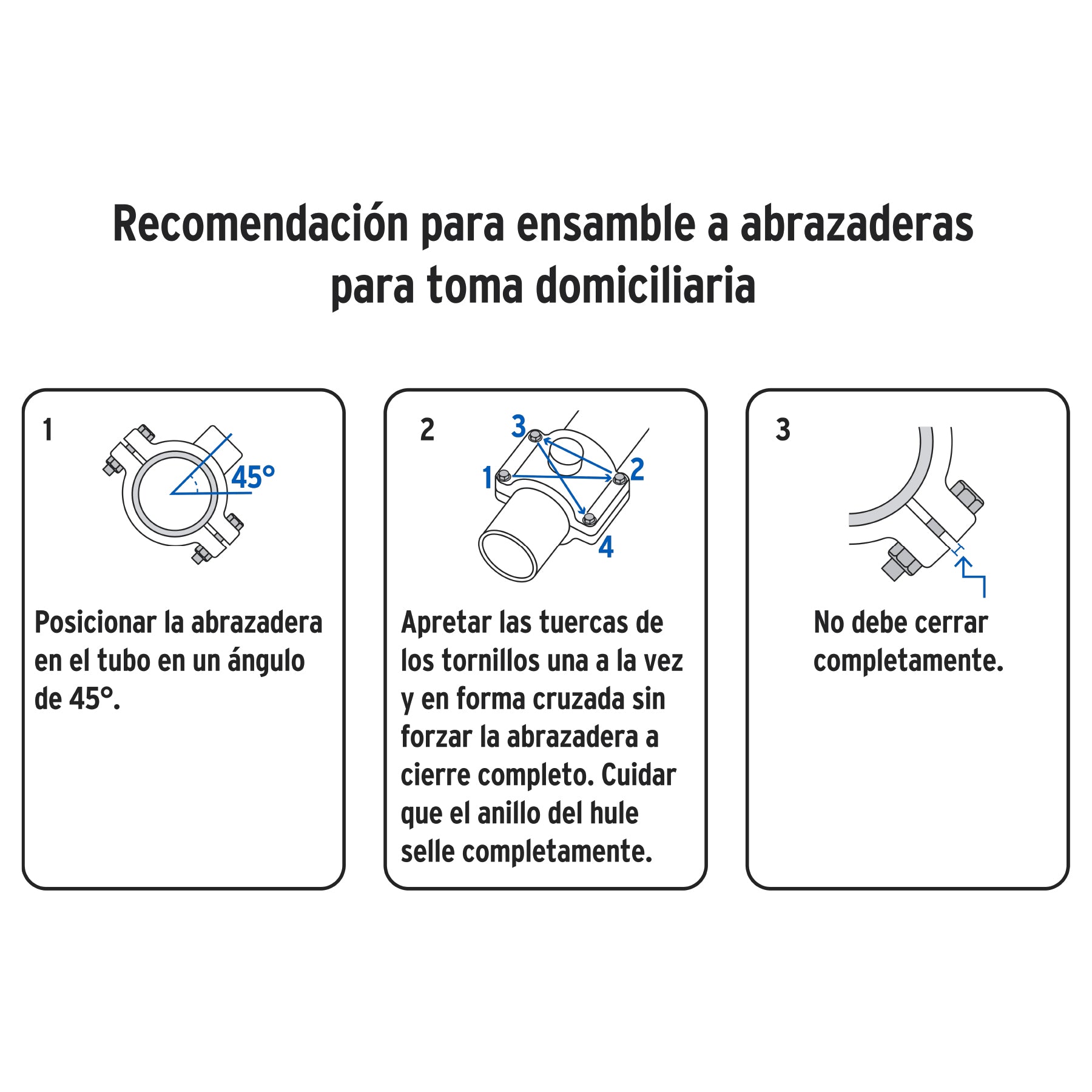 Abrazadera para toma domiciliaria PP 1-1/2" x 1/2", FOSET