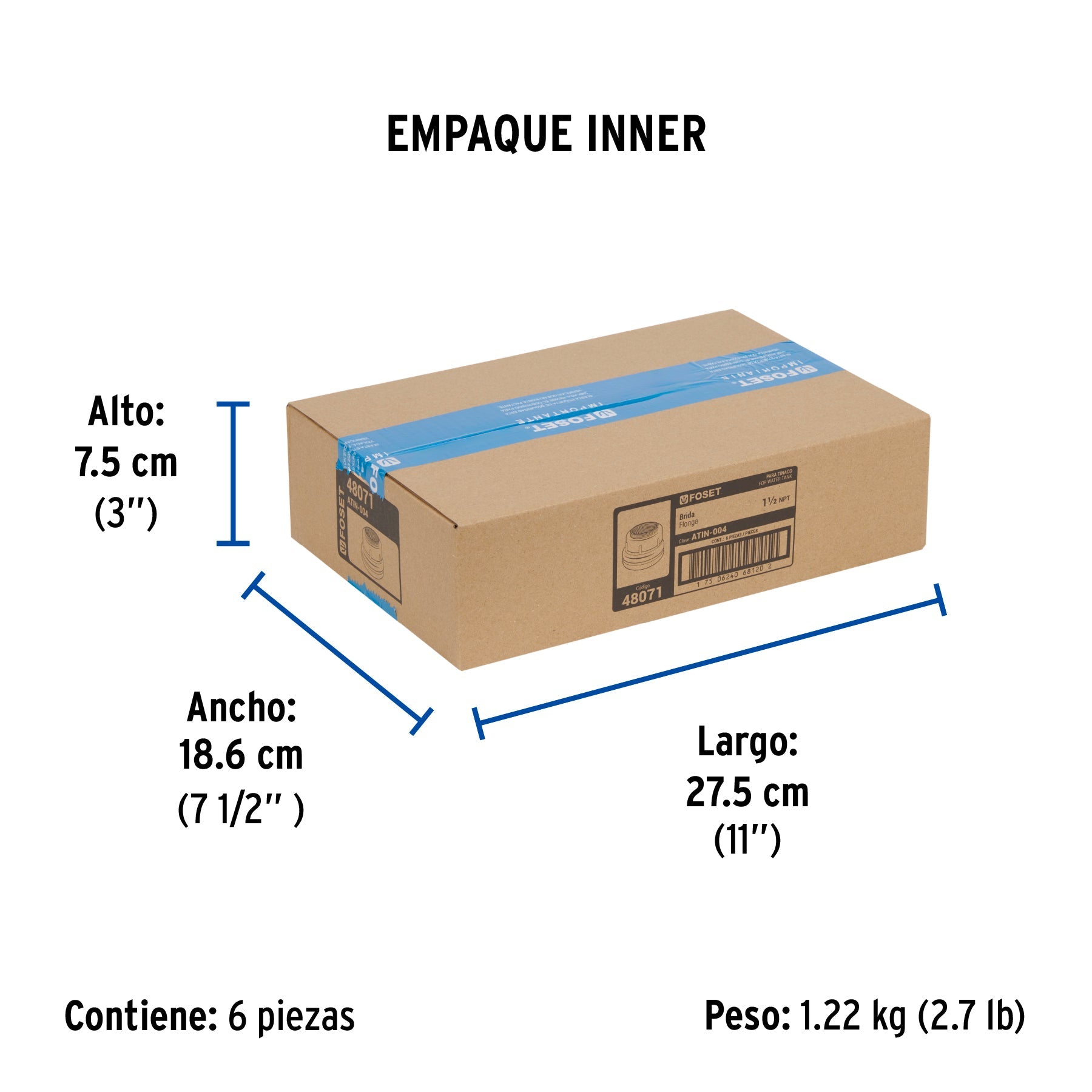 Brida de polipropileno para Tinaco, 1-1/2", FOSET - Empaque