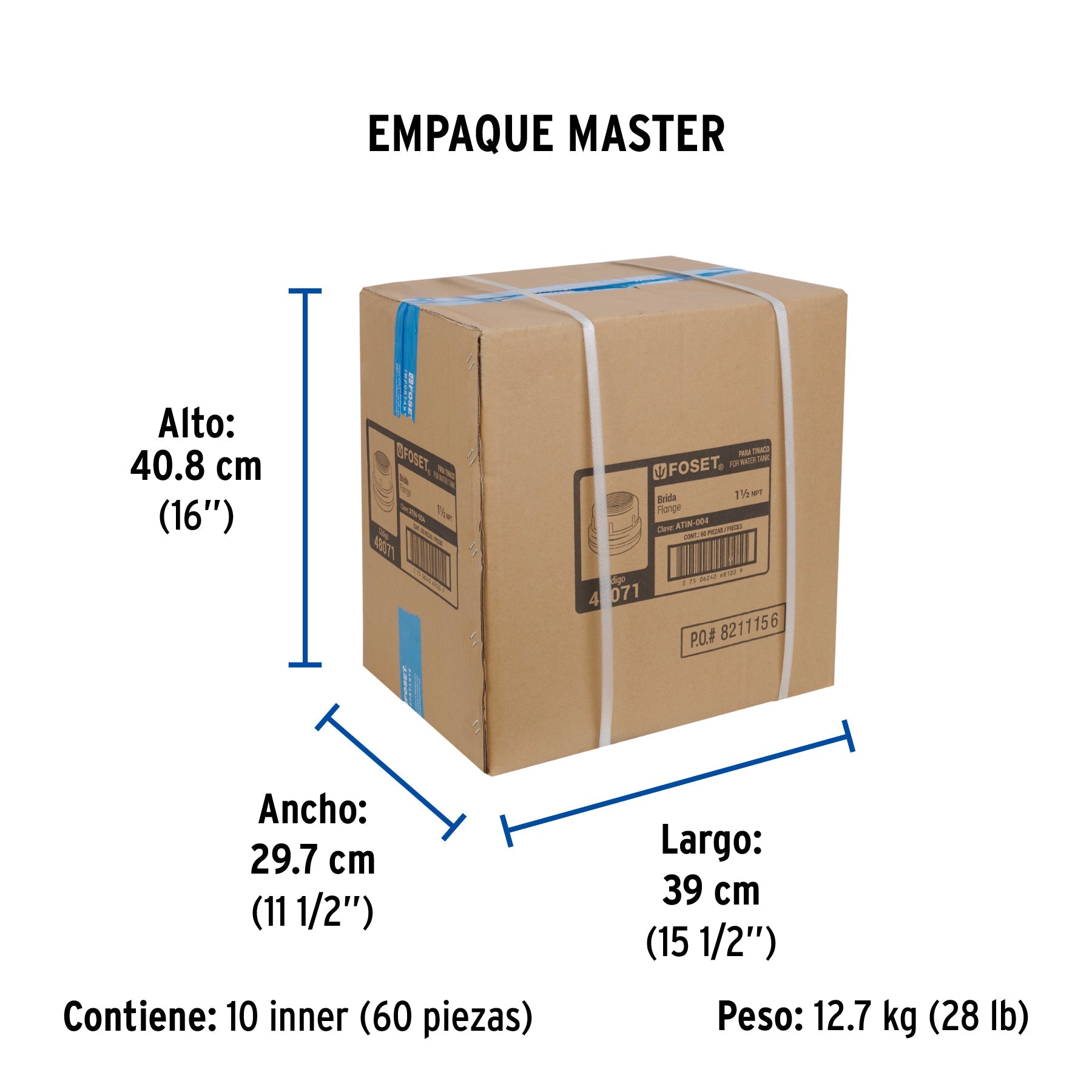 Brida de polipropileno para Tinaco, 1-1/2", FOSET - Empaque