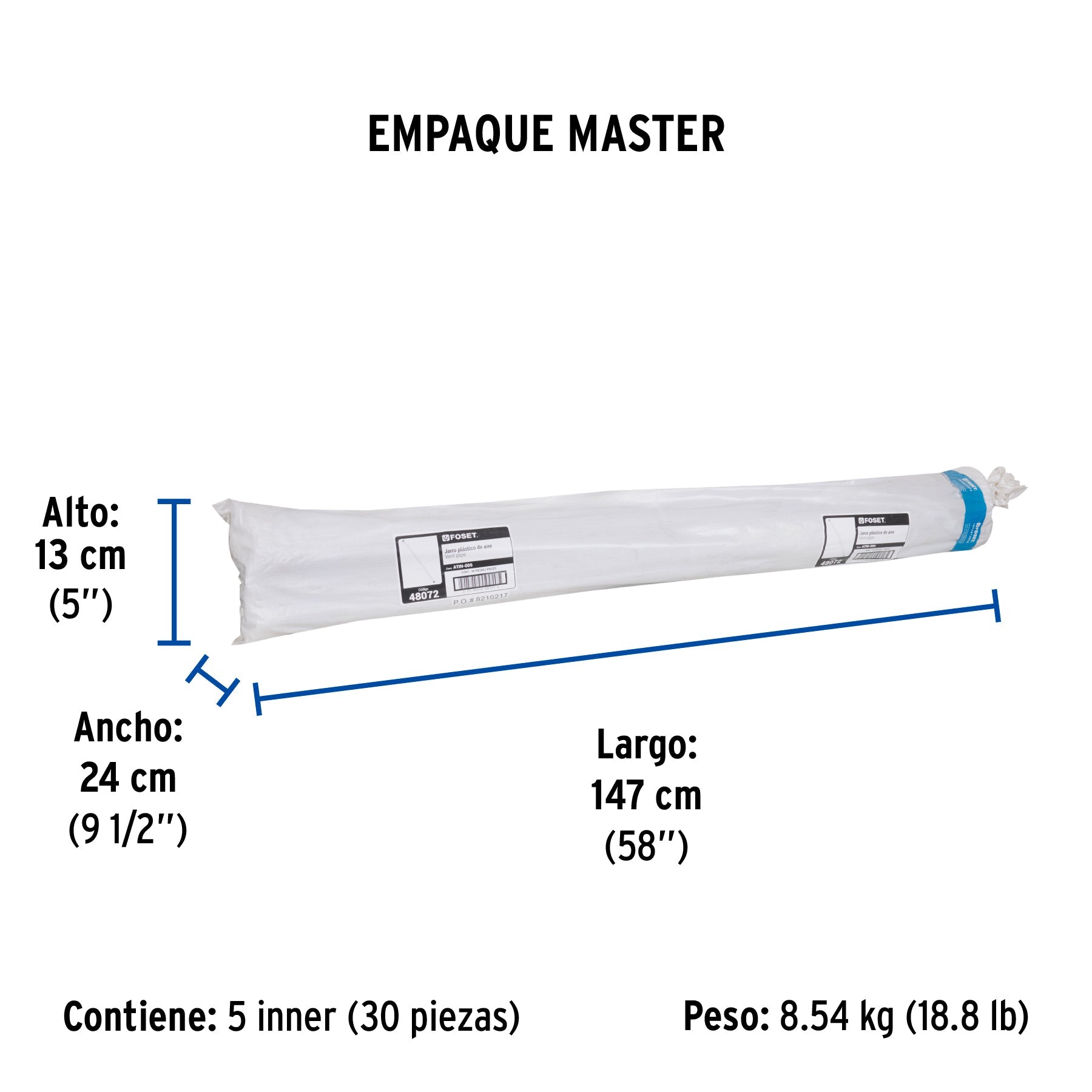 Jarro de aire 1/2" x 140 cm para tinaco, FOSET - Empaque