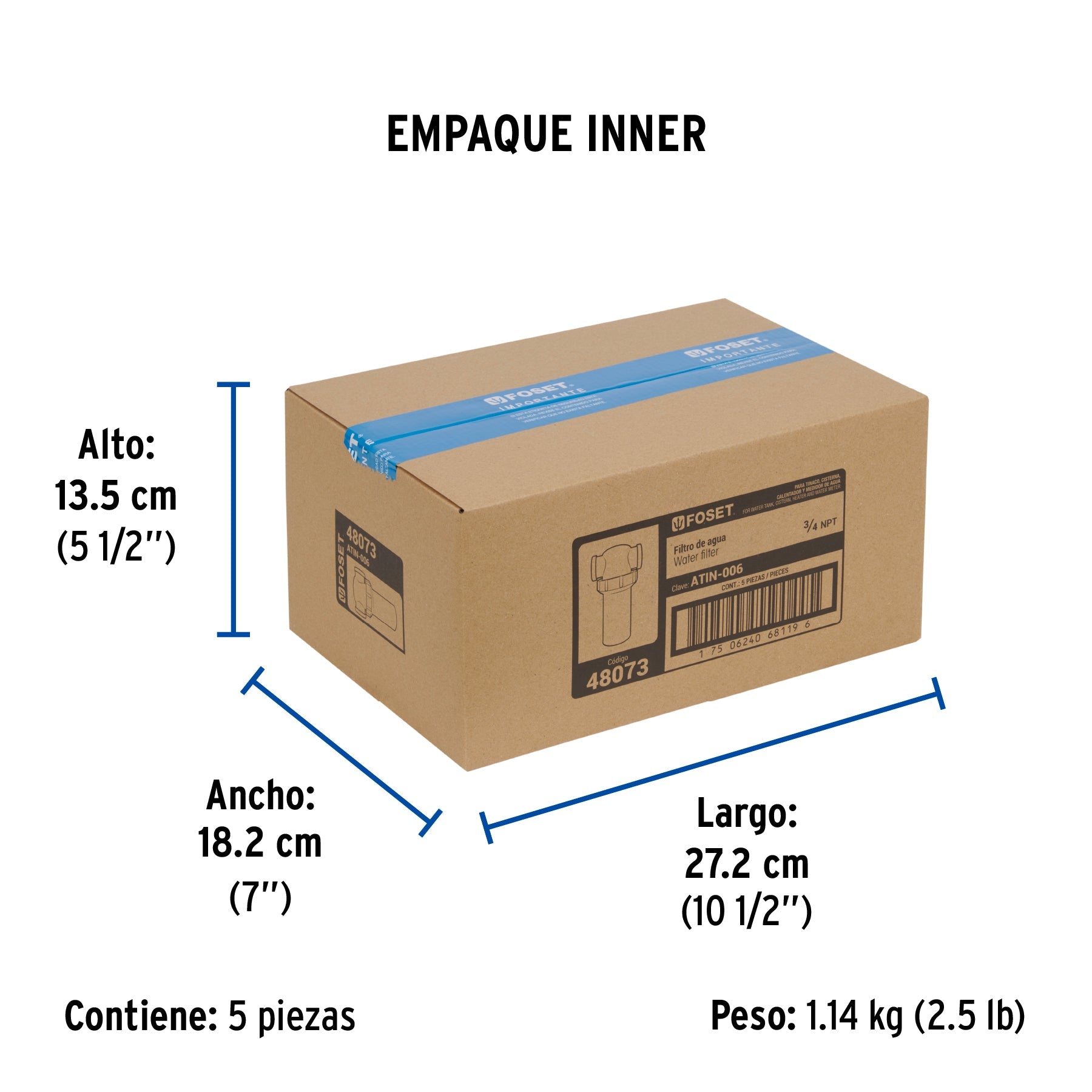 Filtro de agua para tinaco, FOSET - Empaque
