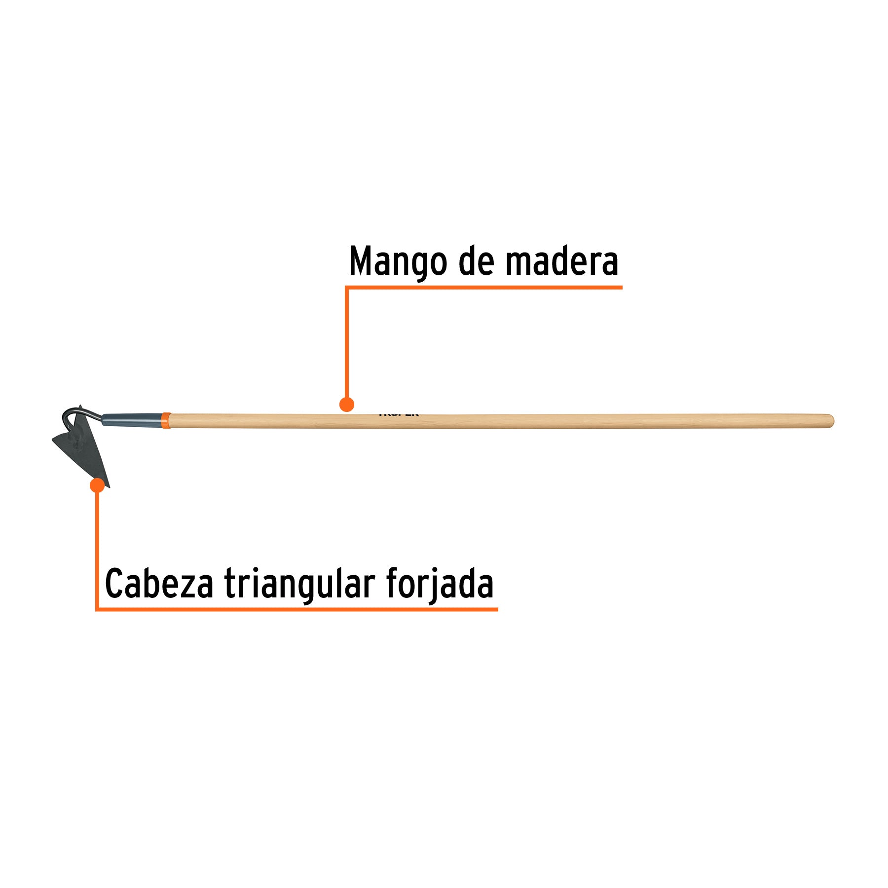 Azadón triangular jardinero, mango de madera 54", TRUPER