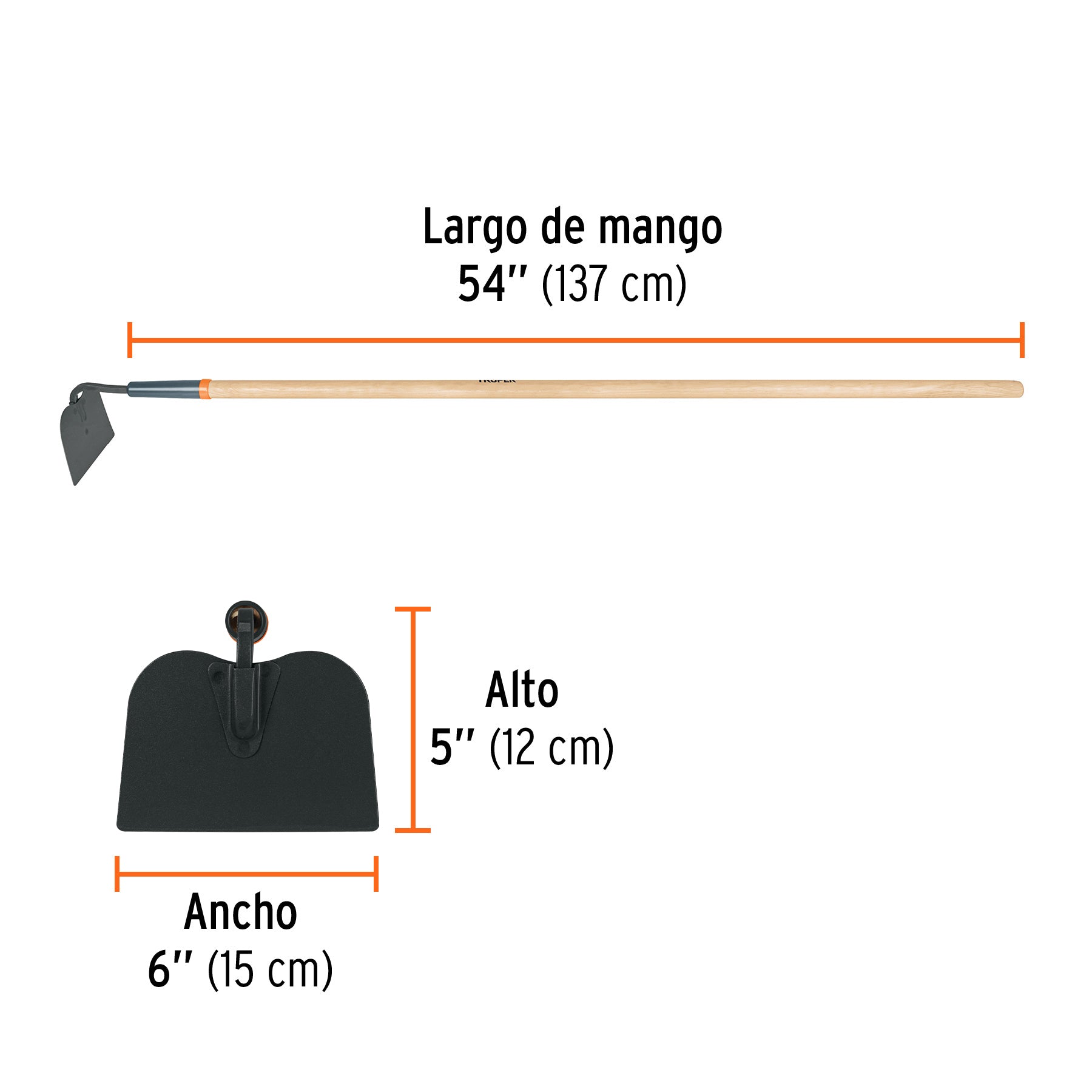 Azadón jardinero Classic, mango de madera 54", TRUPER