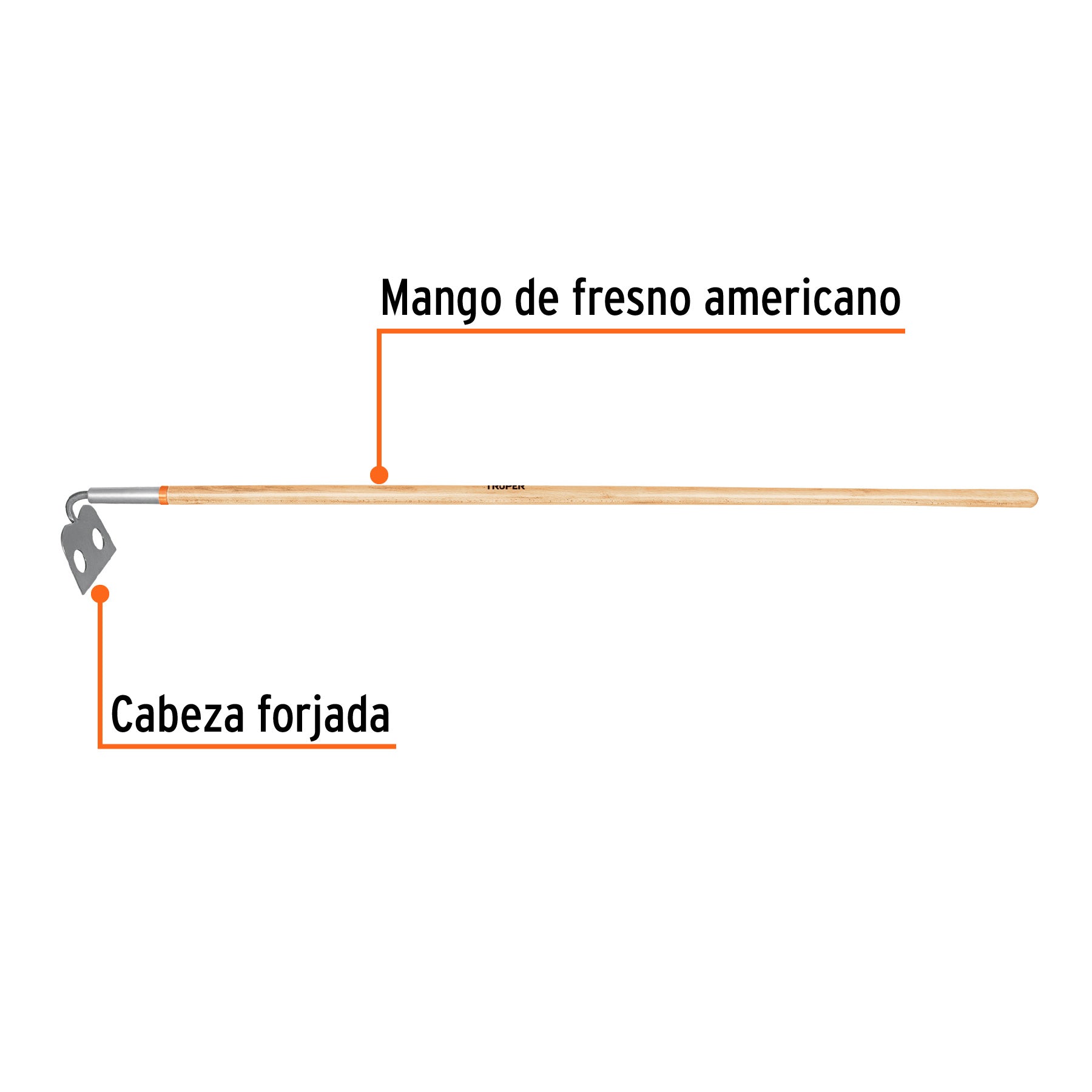 Azadón mezclero, cabeza forjada 7", mango de 60", TRUPER