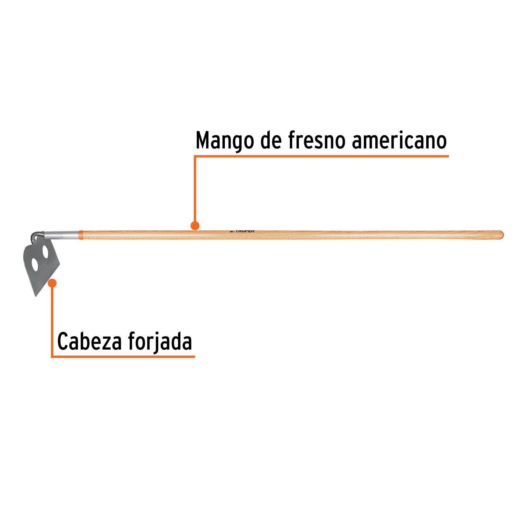 Azadón mezclero, cabeza forjada 10", mango de 60", TRUPER