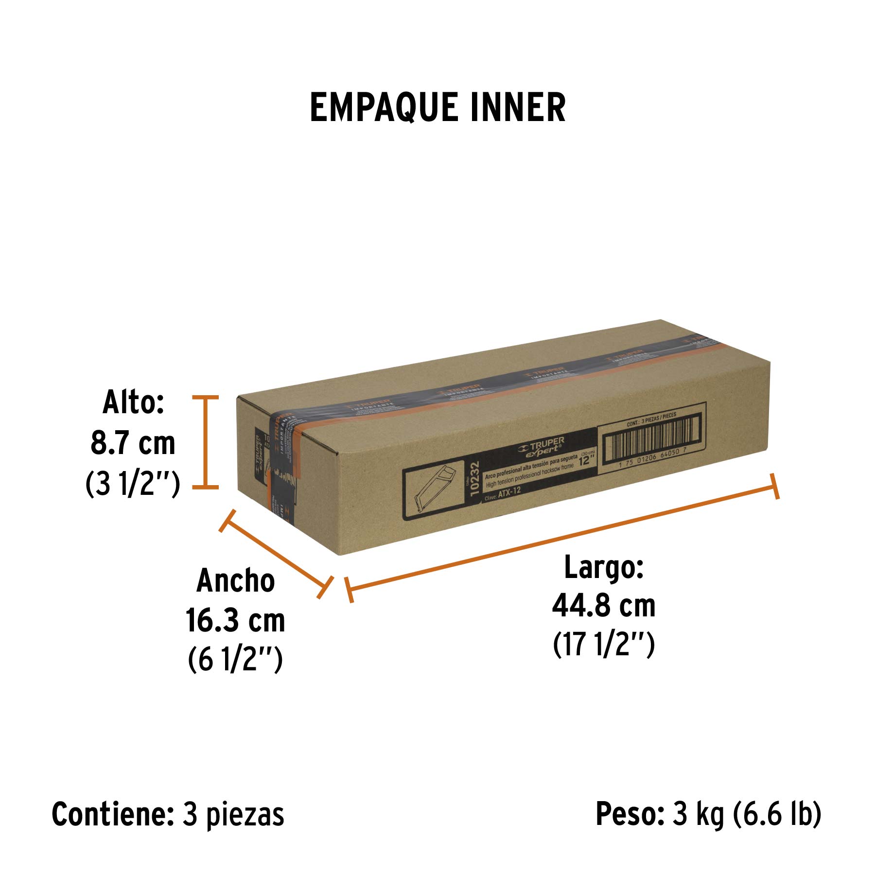 Arco 12" profesional extra pesado de 1 kg, TRUPER EXPERT - Empaque