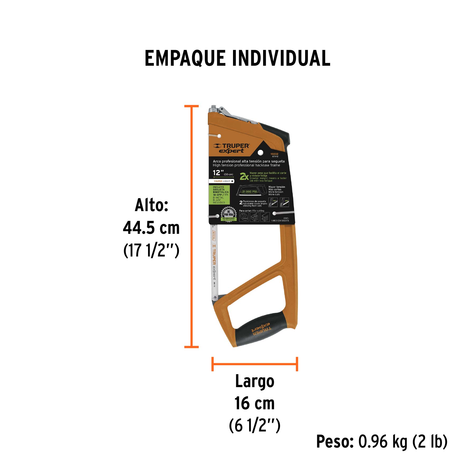 Arco 12" profesional extra pesado de 1 kg, TRUPER EXPERT - Empaque