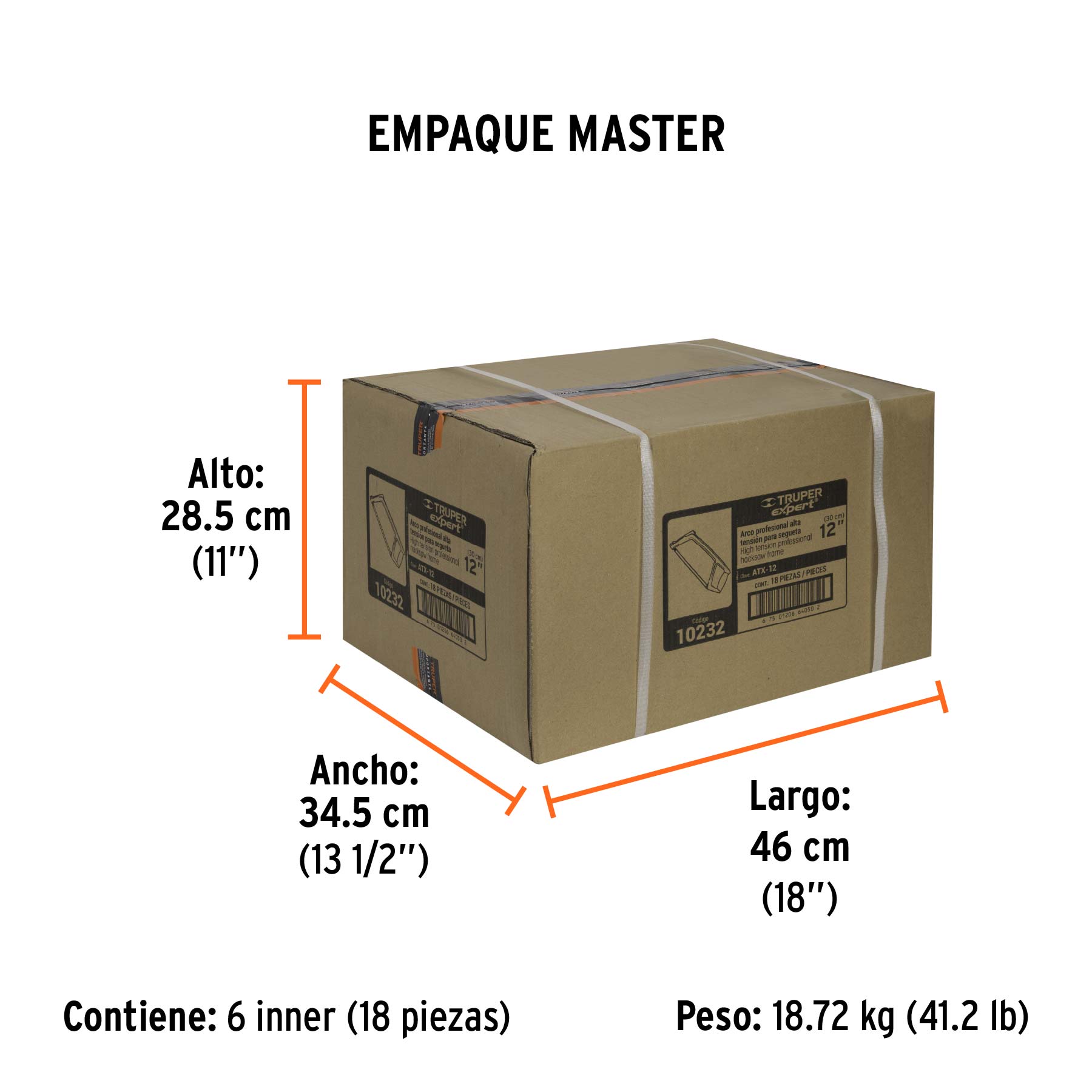 Arco 12" profesional extra pesado de 1 kg, TRUPER EXPERT - Empaque