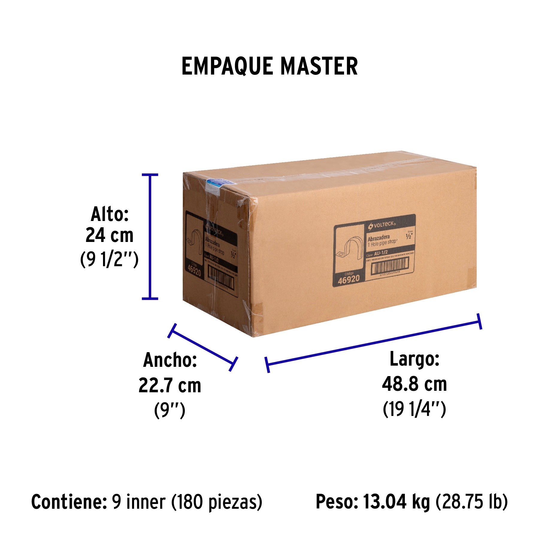 Bolsa c/10 abrazaderas tipo uña 1/2" p/tubo pared delgada - Empaque