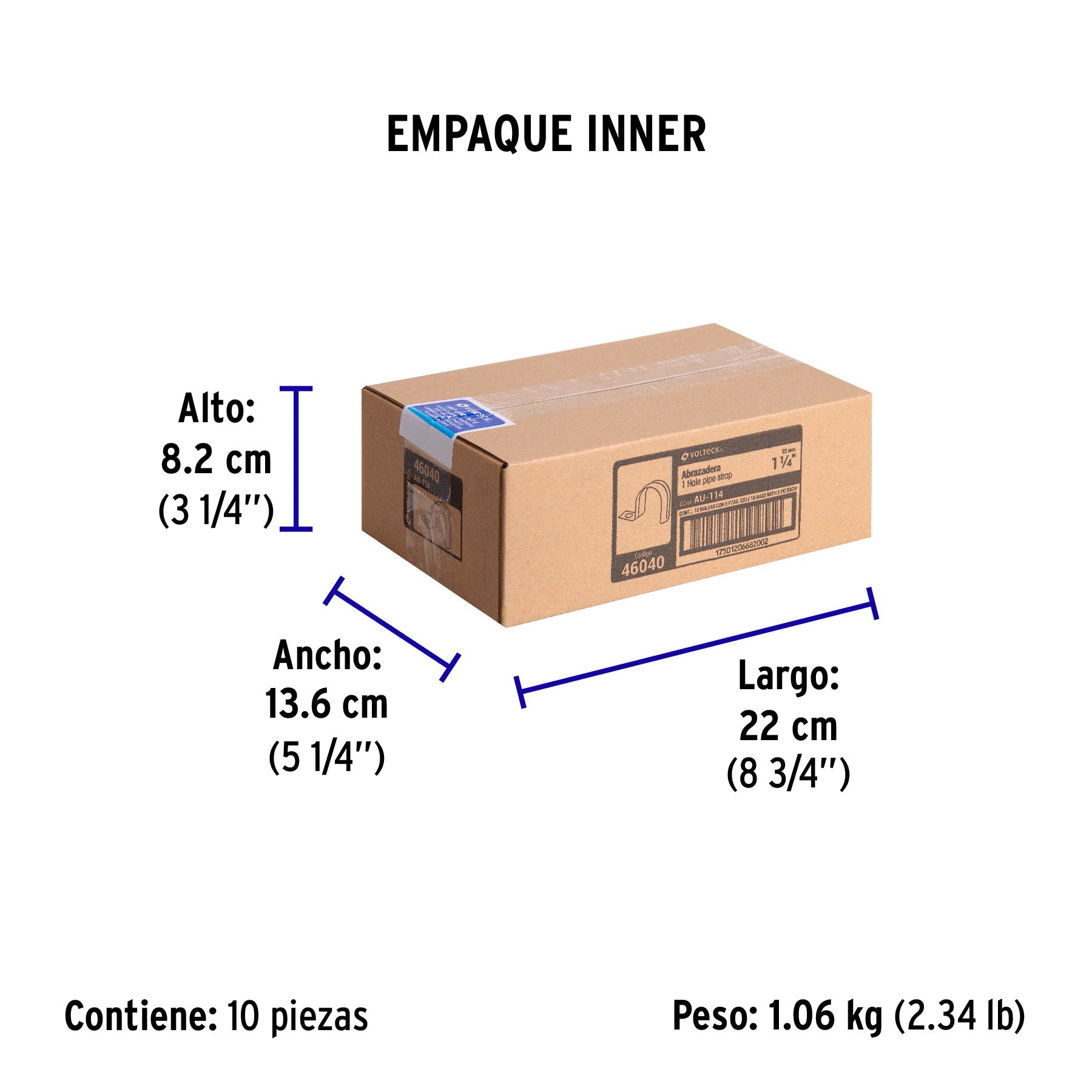 Bolsa c/5 abrazaderas tipo uña 1-1/4" p/tubo pared delgada - Empaque