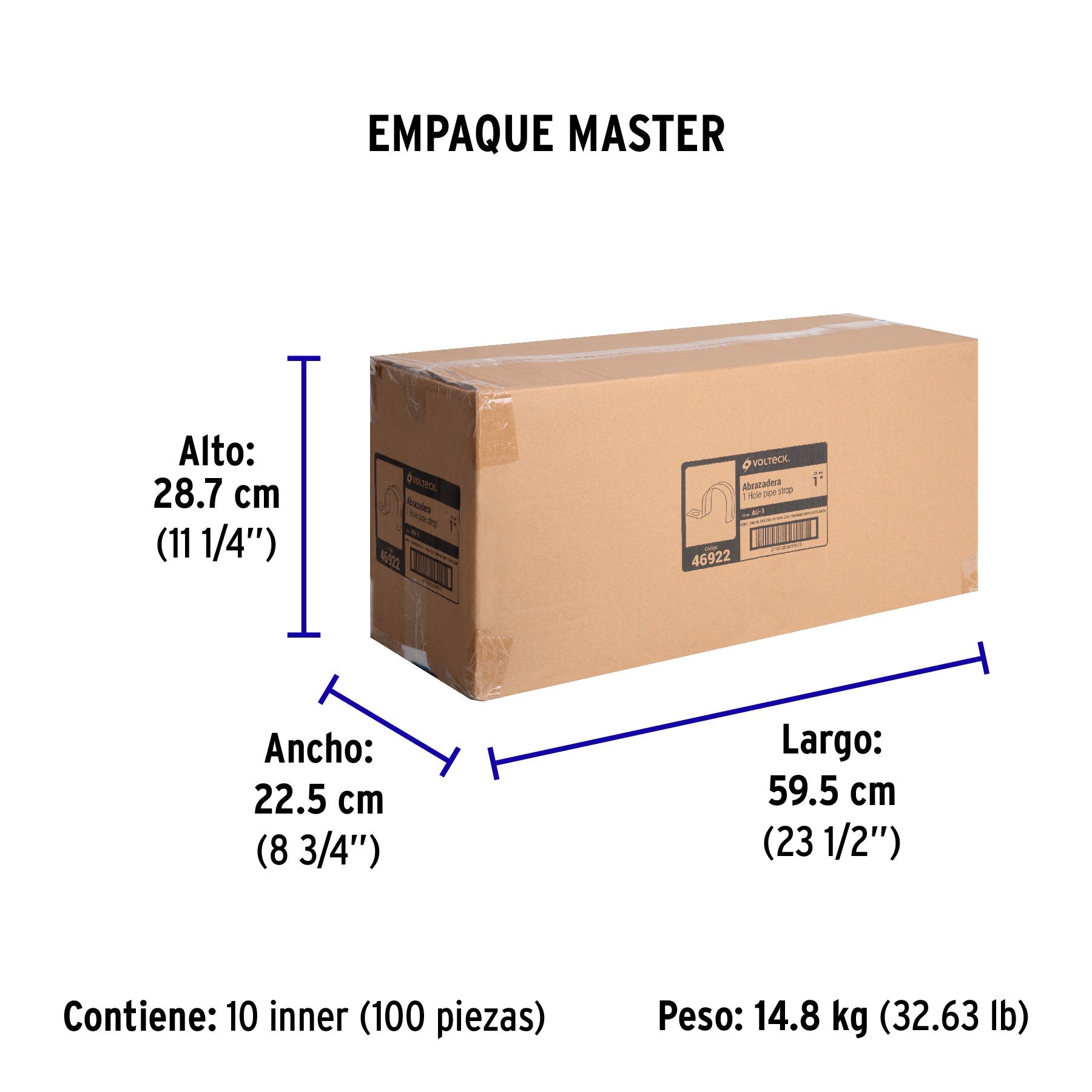 Bolsa c/10 abrazaderas tipo uña 1" p/tubo pared delgada - Empaque
