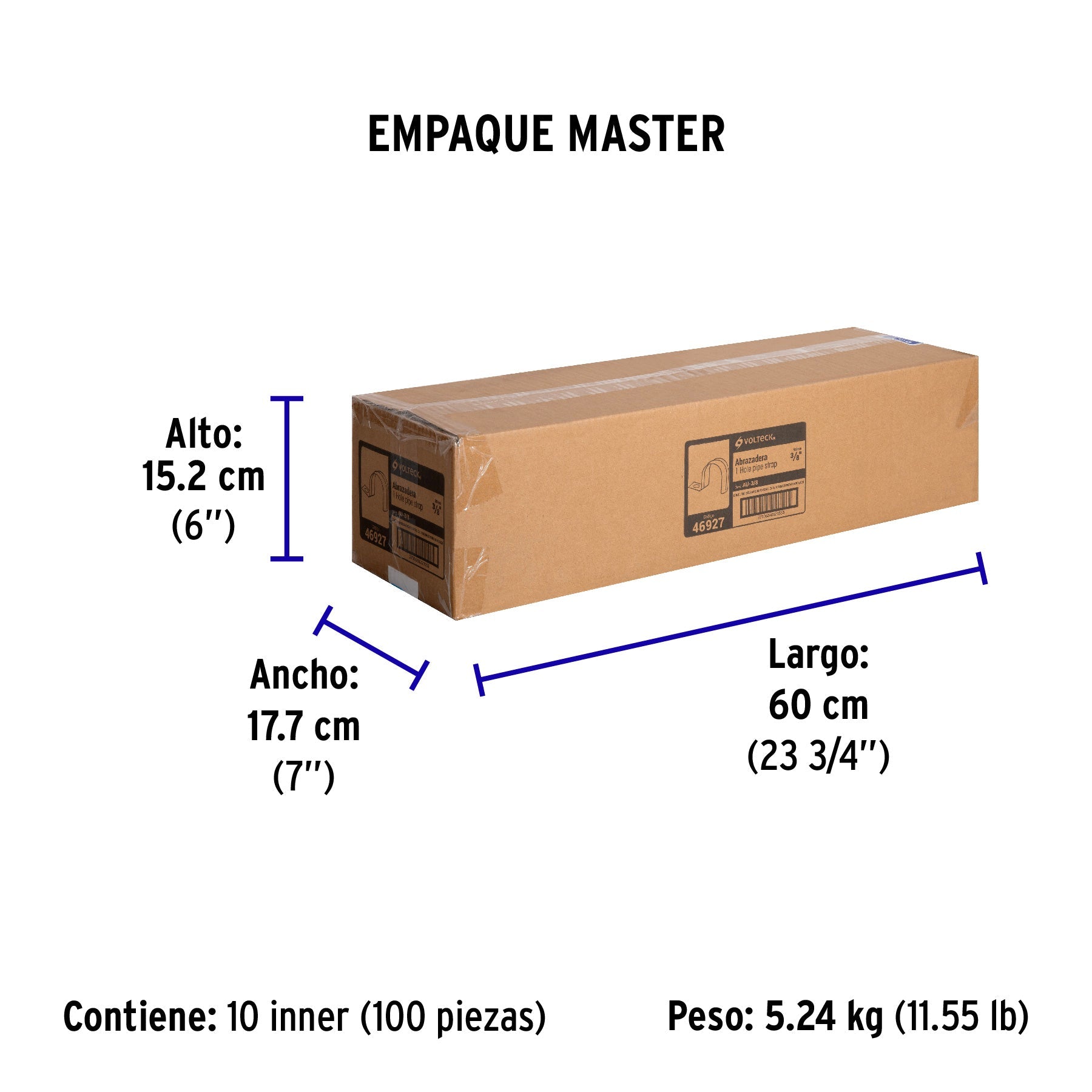 Bolsa c/10 abrazaderas tipo uña 3/8" p/tubo pared delgada - Empaque