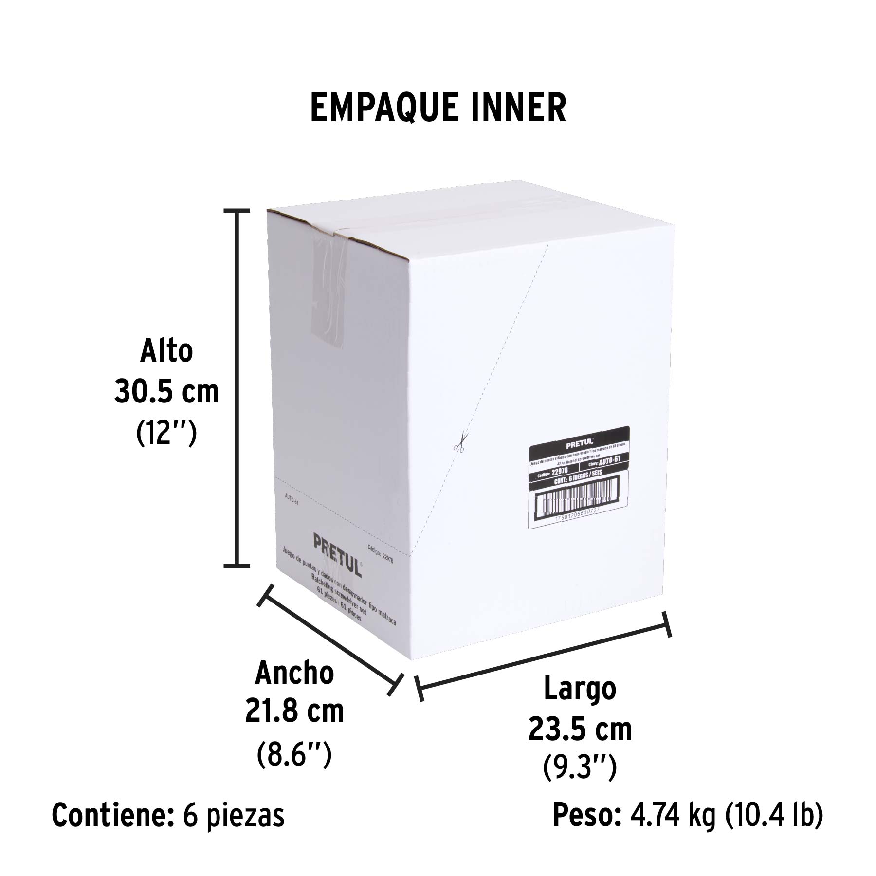 Desarmador tipo matraca con 35 puntas y 18 dados, PRETUL - Empaque