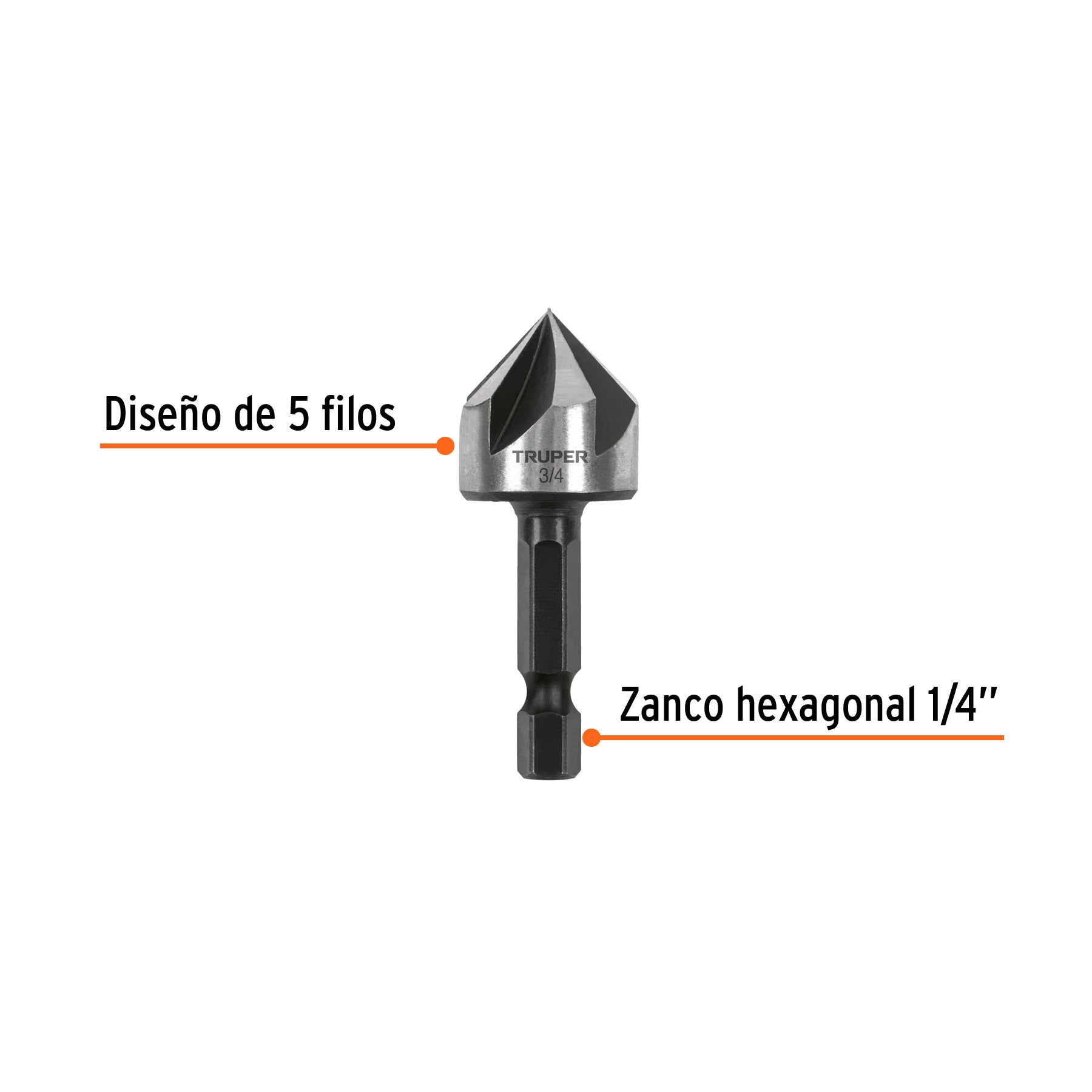 Avellanador HSS cambio rápido 3/4", TRUPER