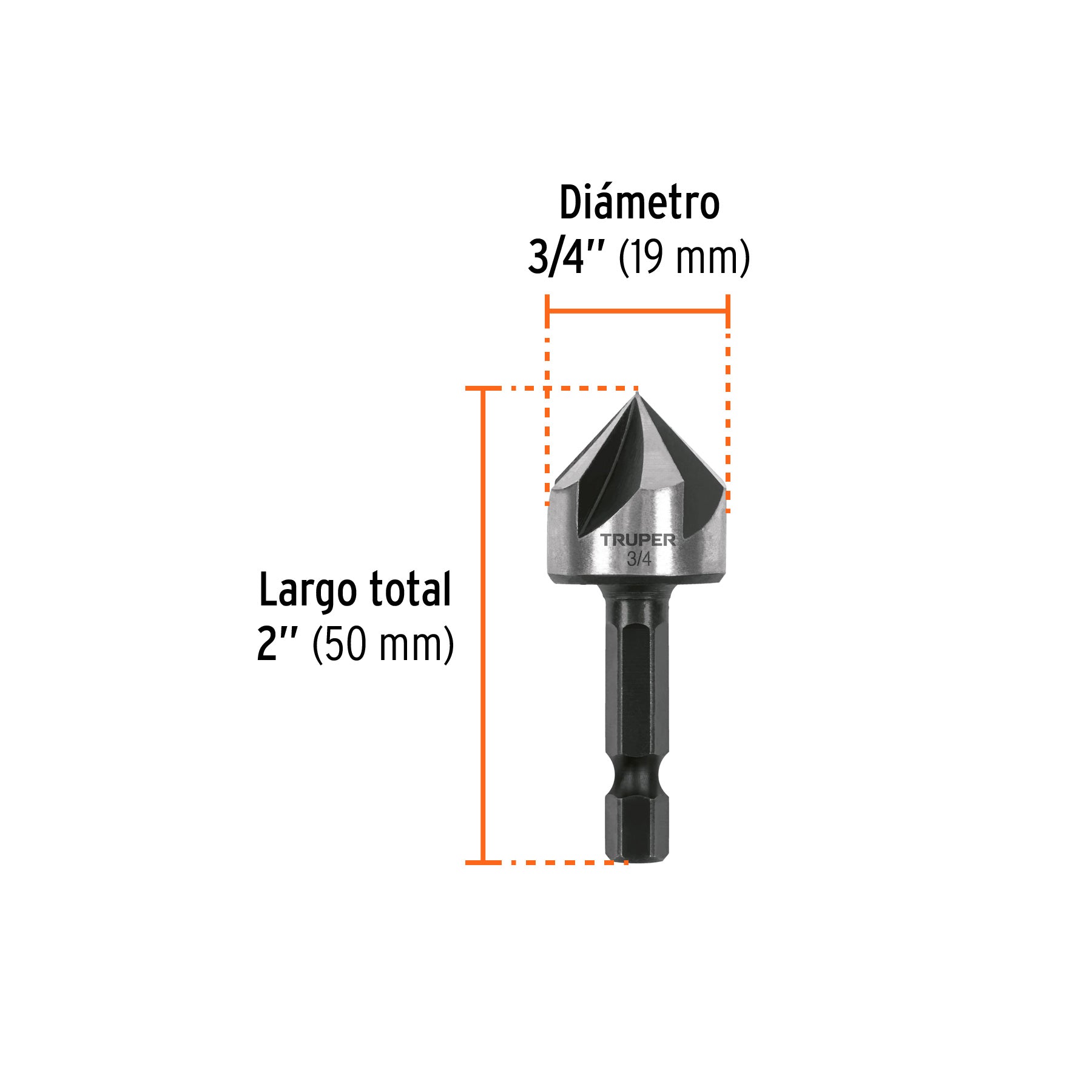 Avellanador HSS cambio rápido 3/4", TRUPER