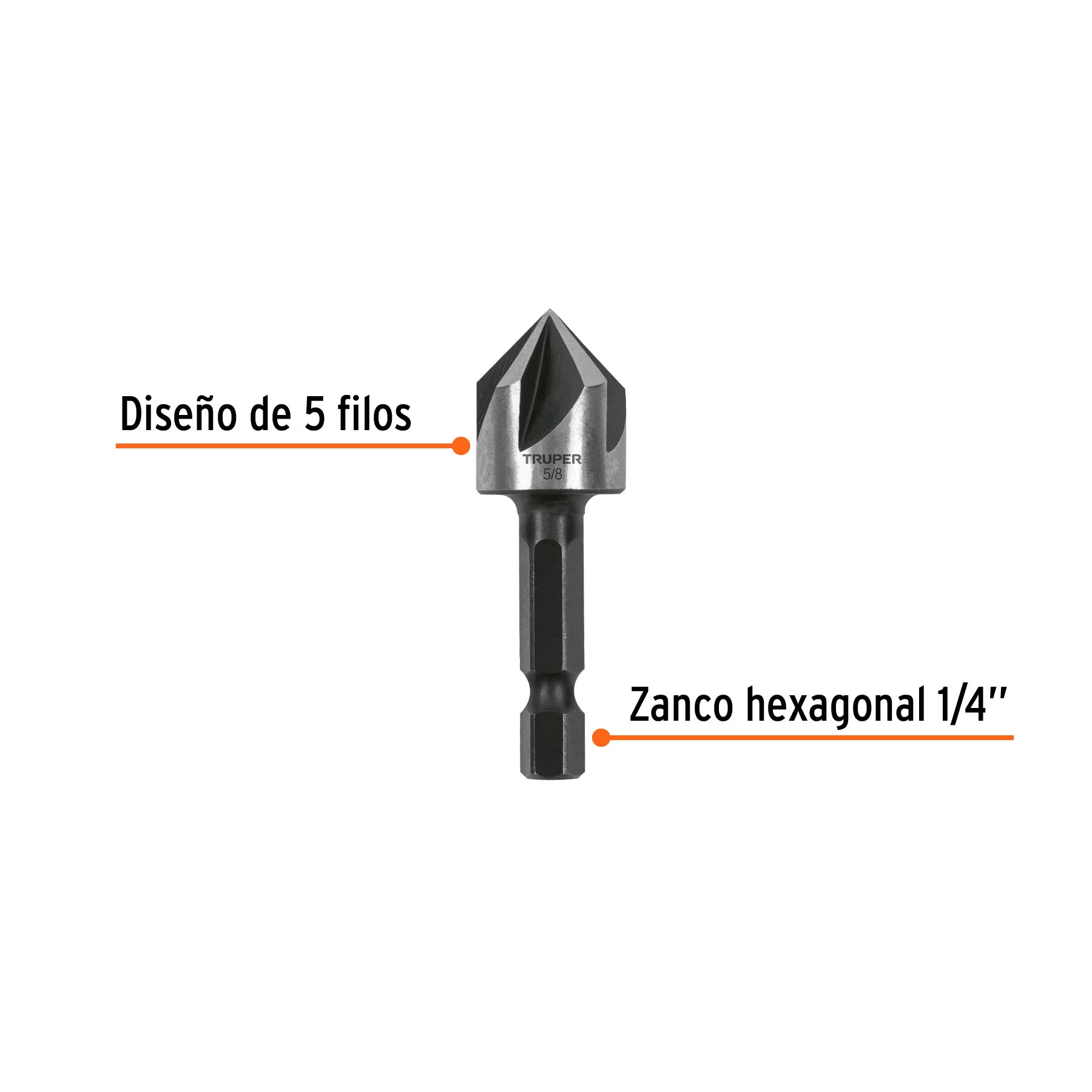 Avellanador HSS cambio rápido 5/8", TRUPER